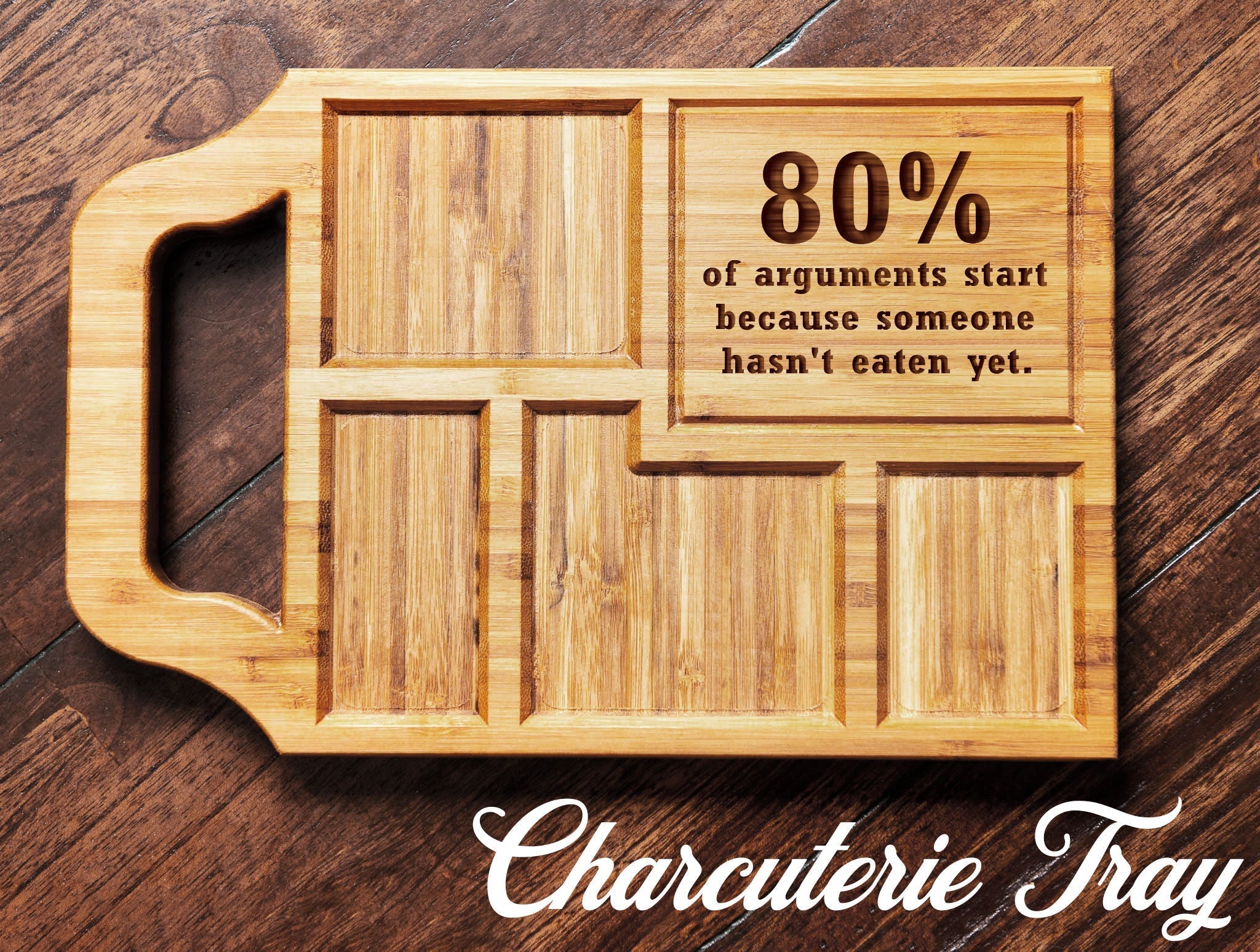Funny Custom Engraved Charcuterie Board & Wine Tray - 45 Phrase Options