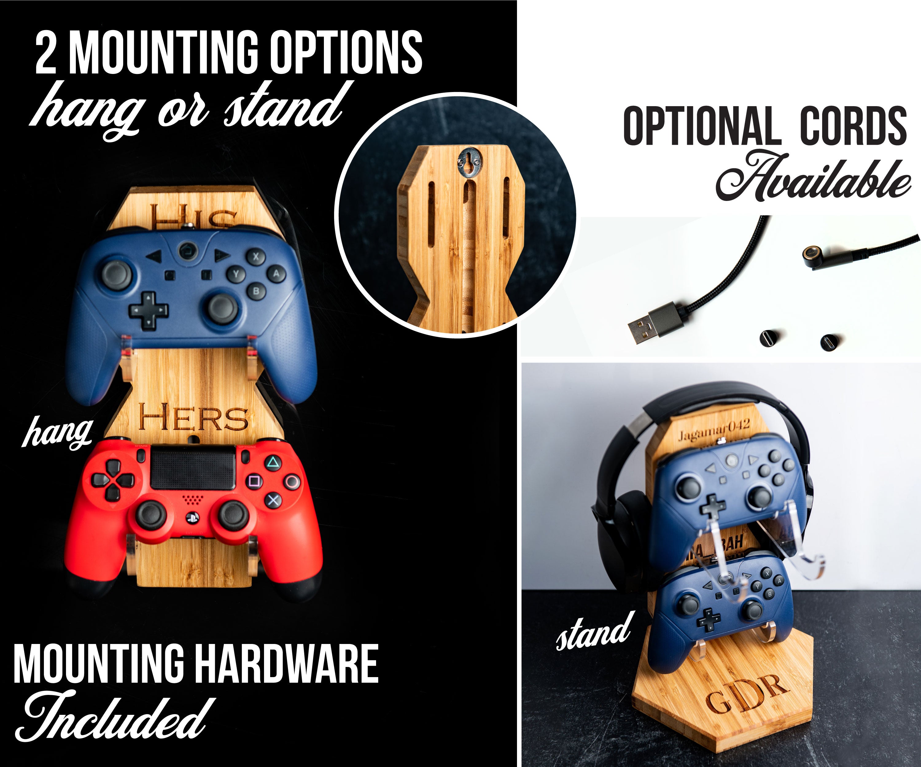 Personalized Controller Home Base Wall Mount for Gaming