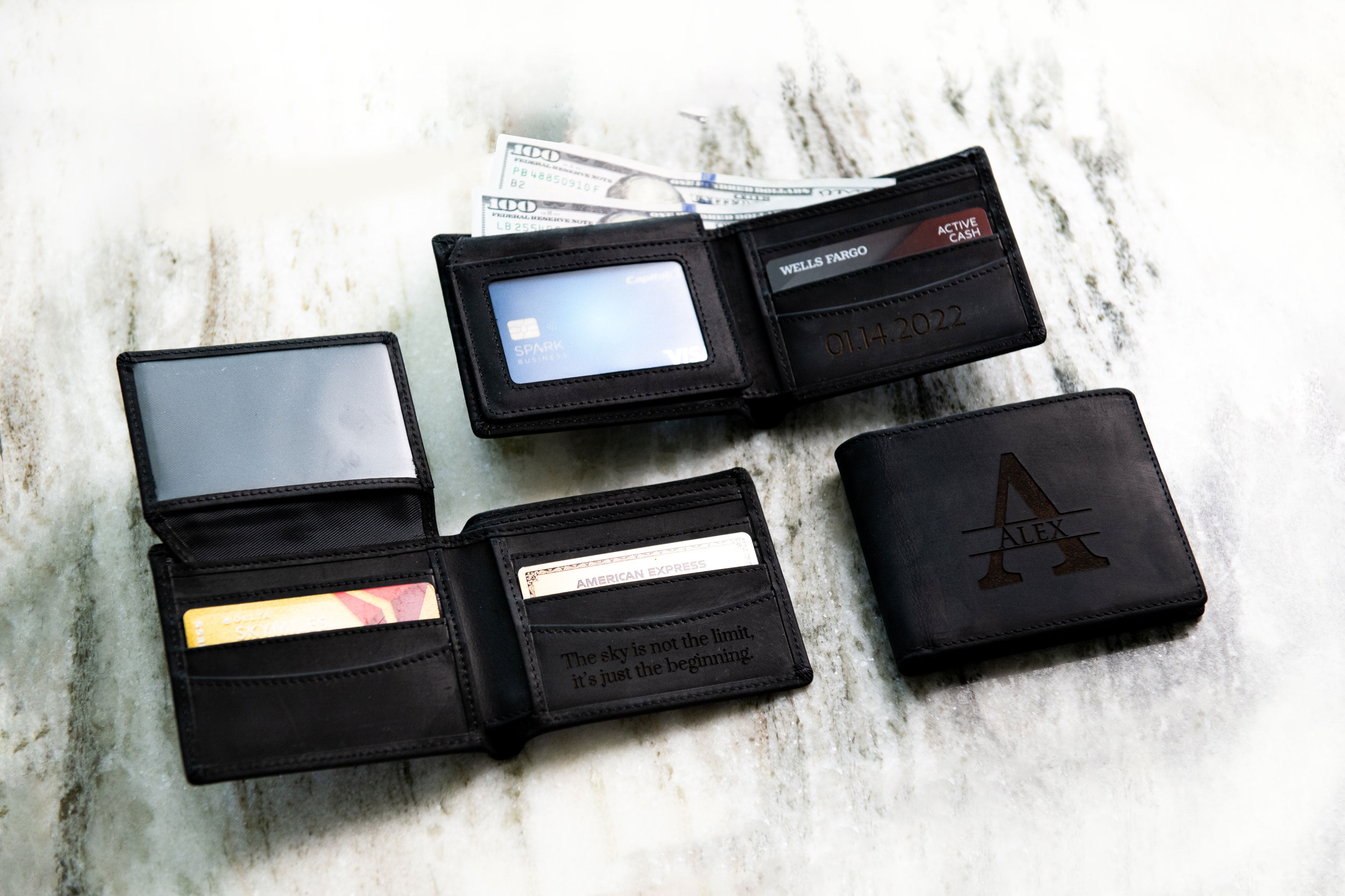 The Clearwater Personalized Leather Trifold RFID Blocking Wallet