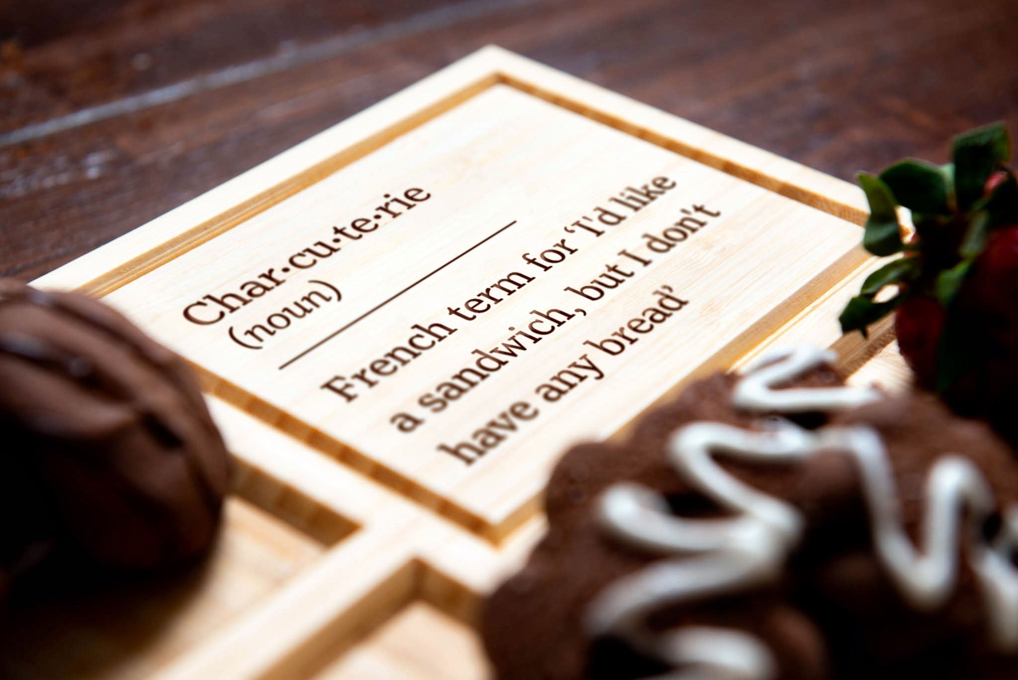 Funny Custom Engraved Charcuterie Board & Wine Tray - 45 Phrase Options