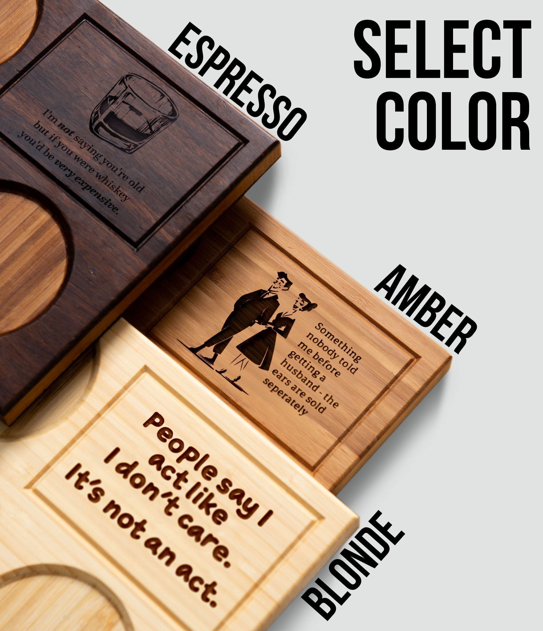Funny Custom Engraved Charcuterie Board & Wine Tray - 45 Phrase Options