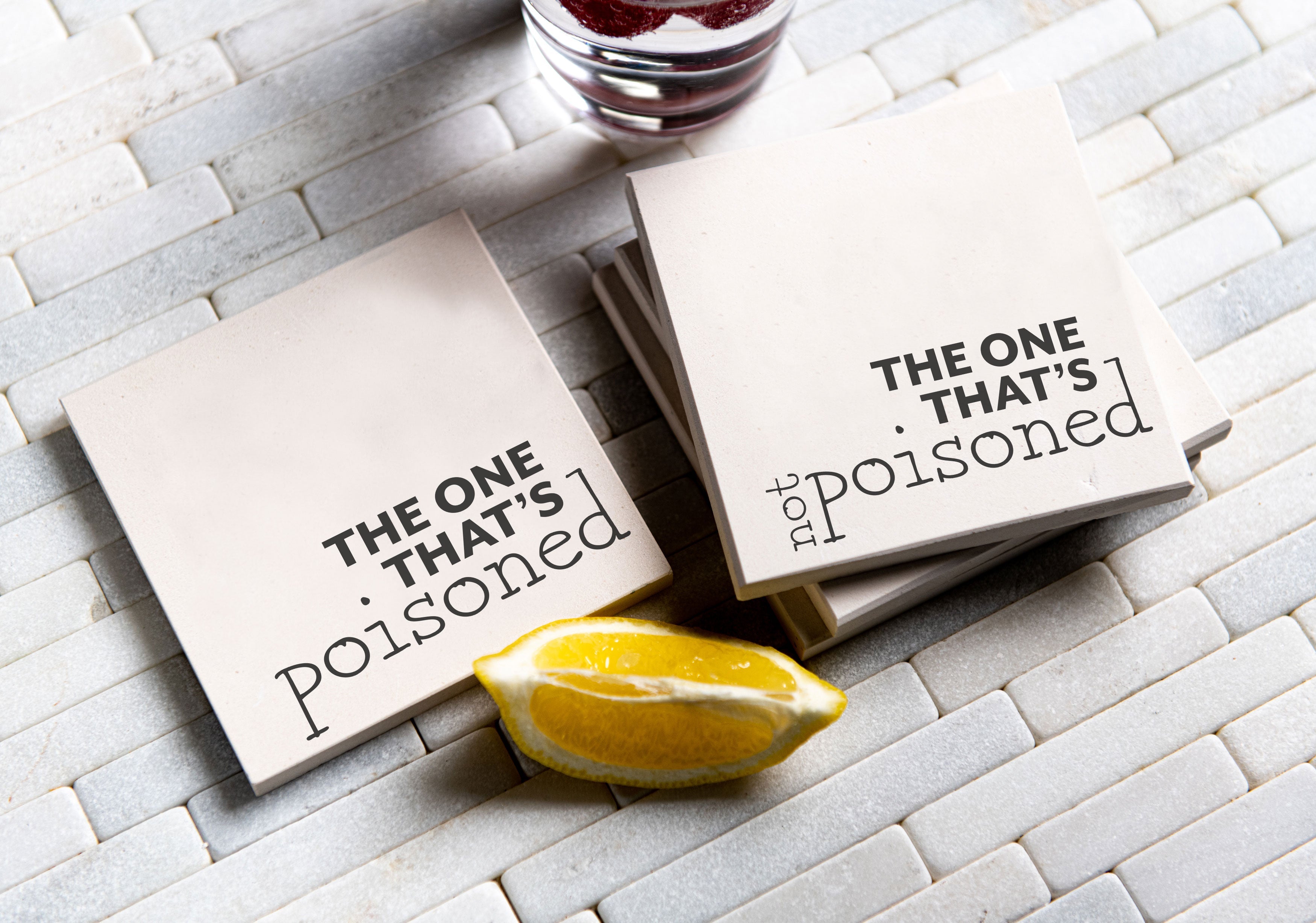 Poisoned, Not Poisoned Limestone Coasters