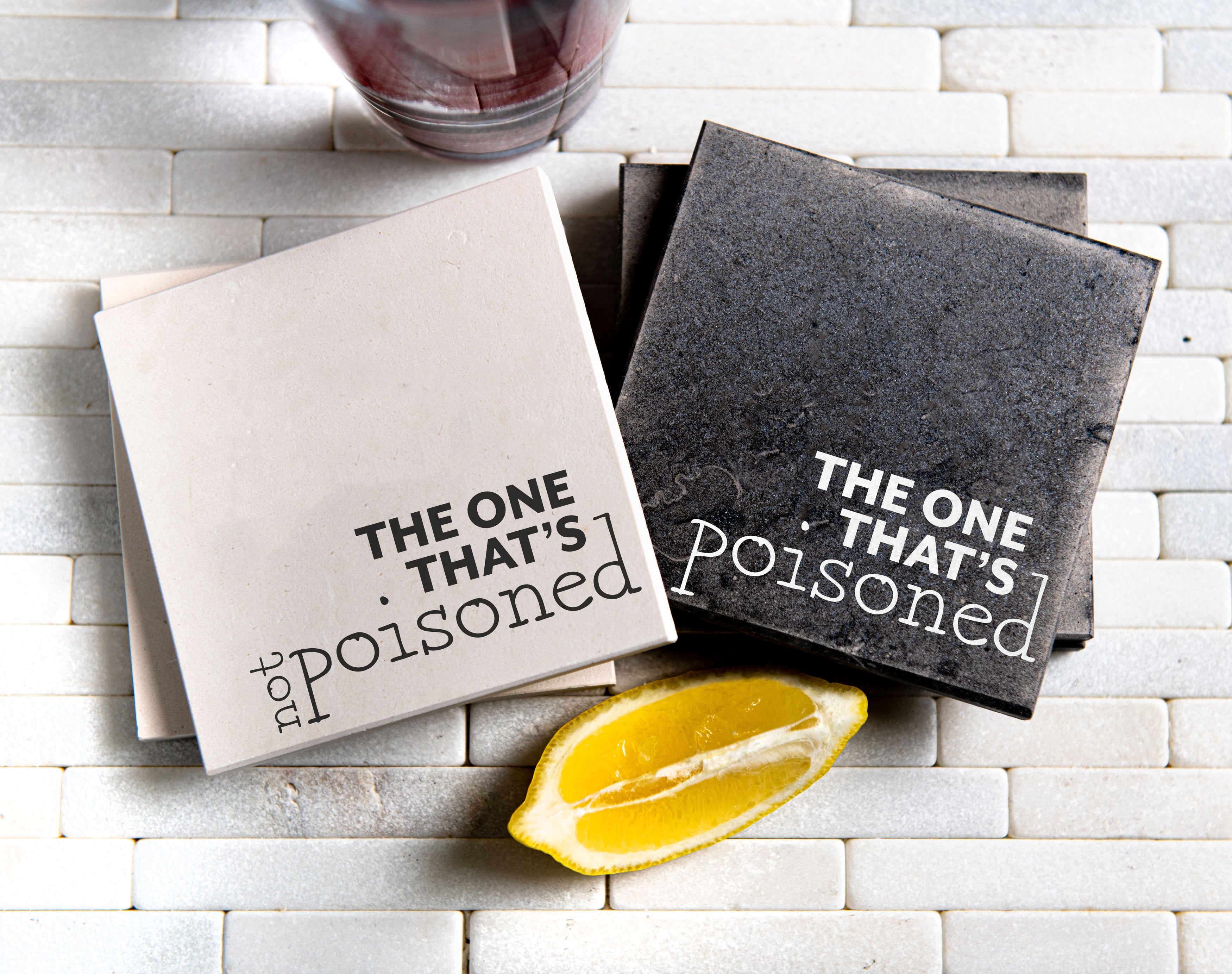 Poisoned, Not Poisoned Limestone Coasters