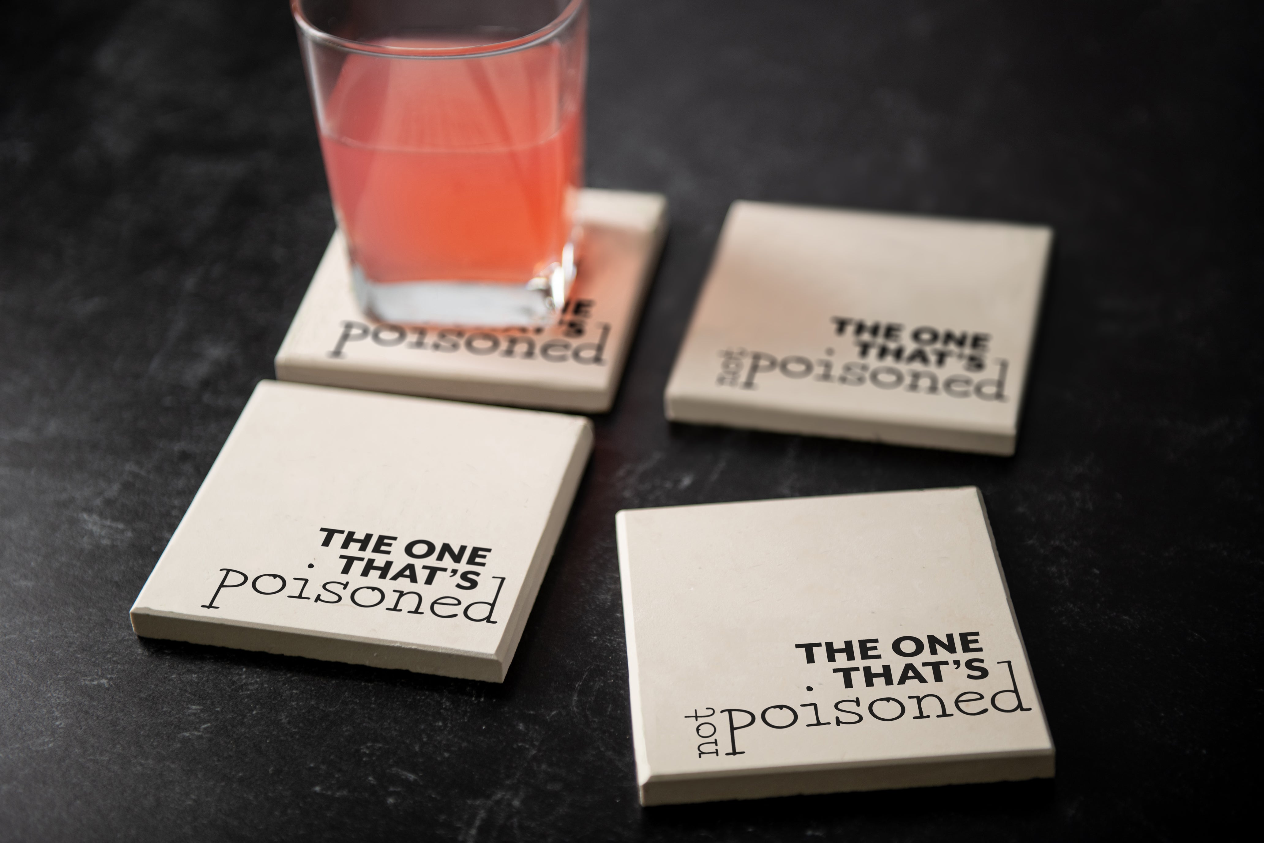 Poisoned, Not Poisoned Limestone Coasters