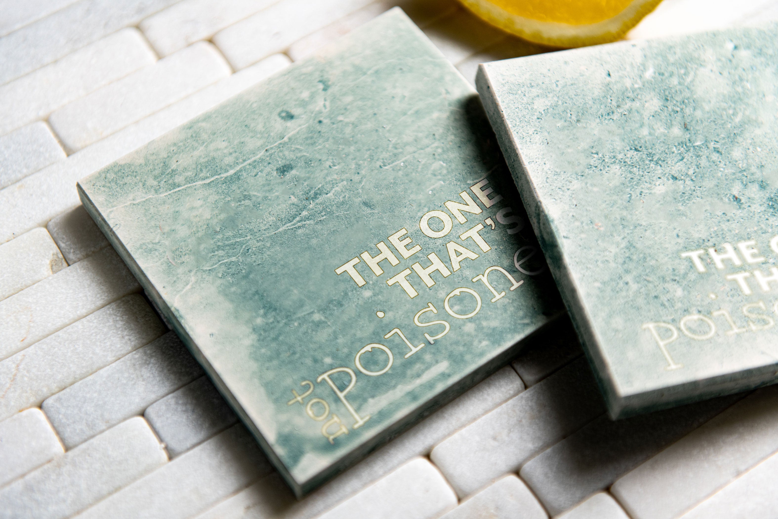 Poisoned, Not Poisoned Limestone Coasters