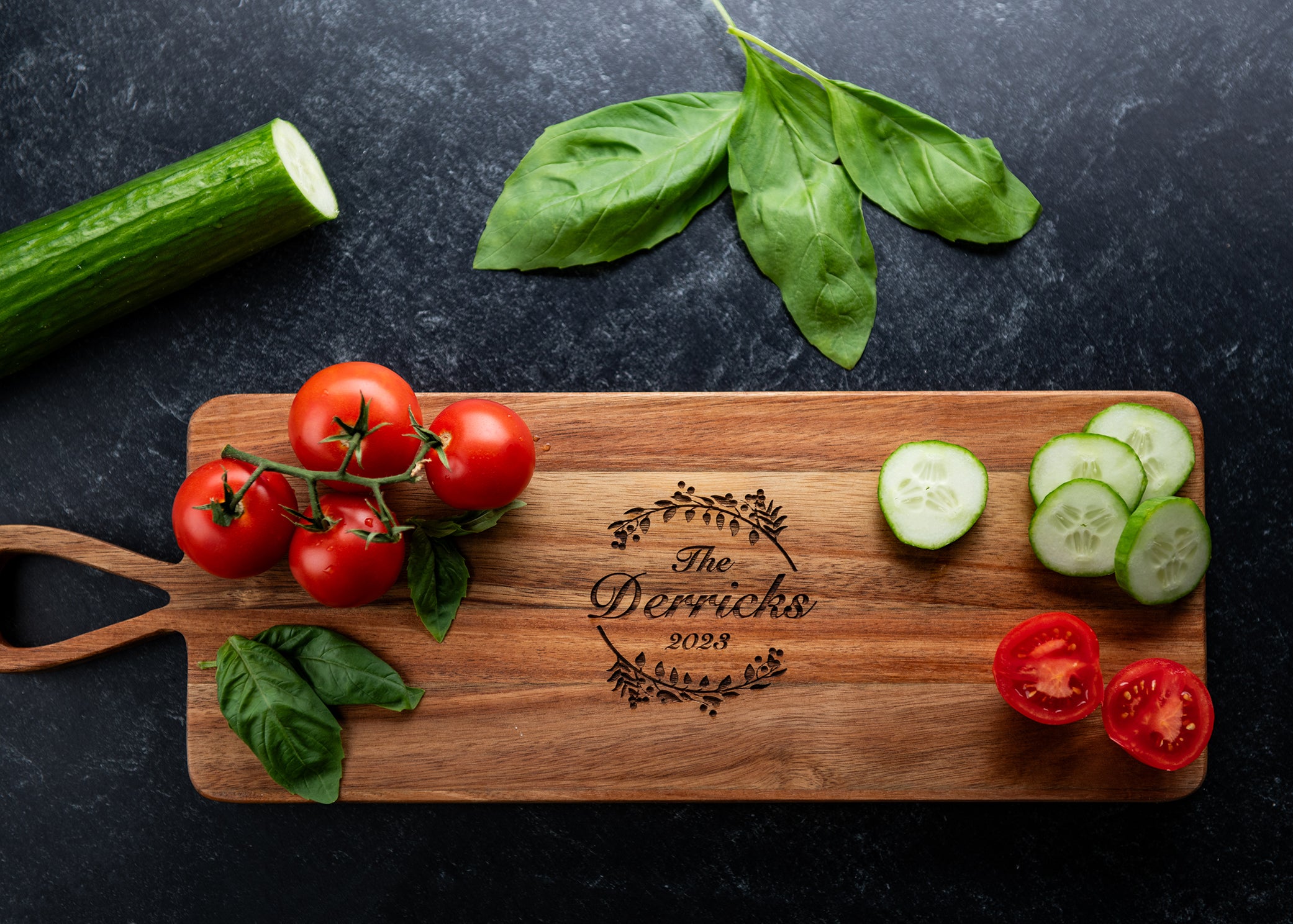 Personalized Acacia Handle Cutting Board