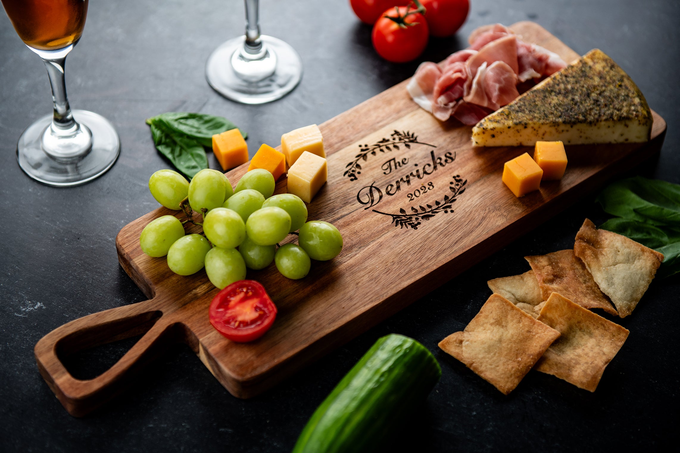 Personalized Acacia Handle Cutting Board
