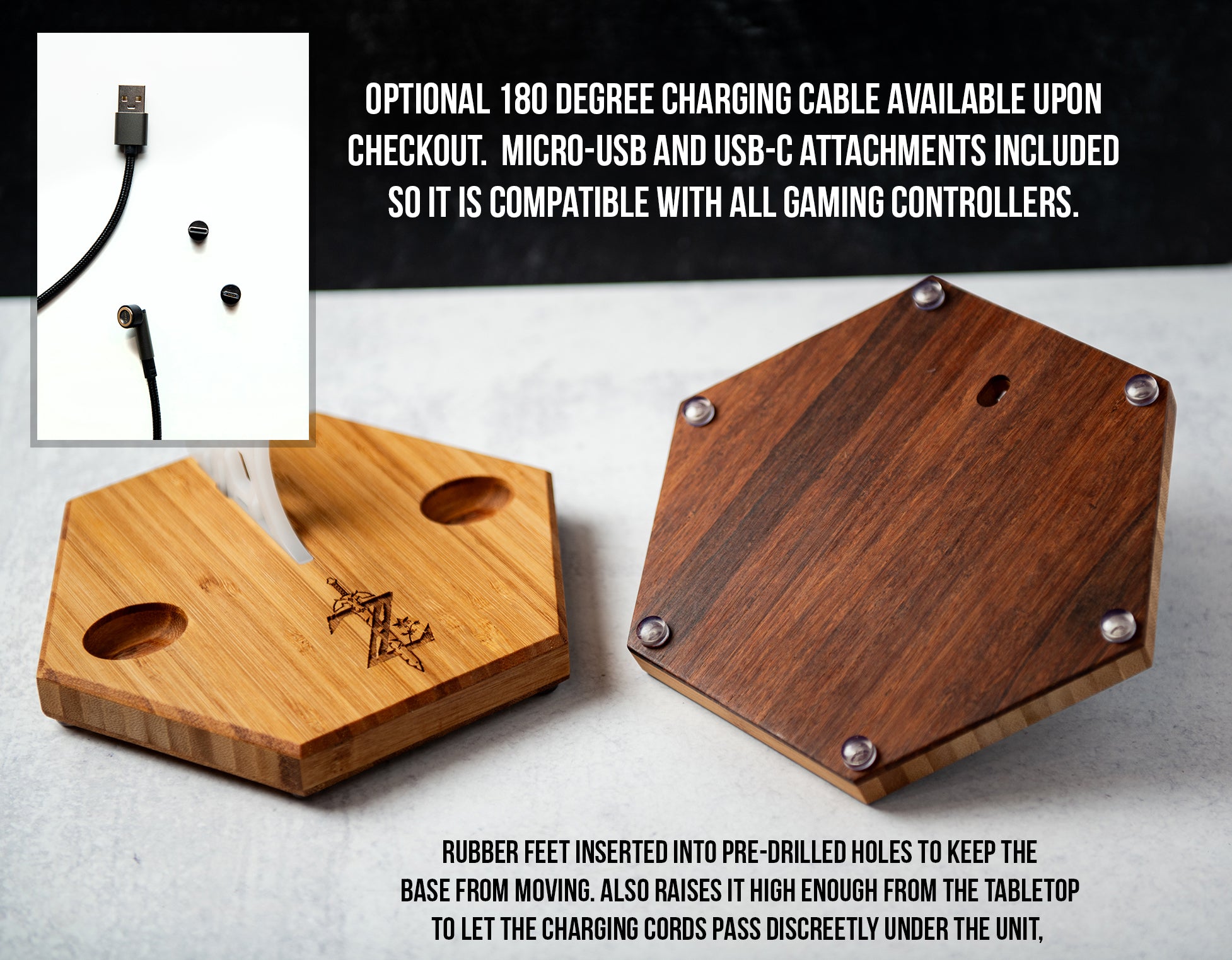 Personalized Wood Charging Stand For Gaming Controller