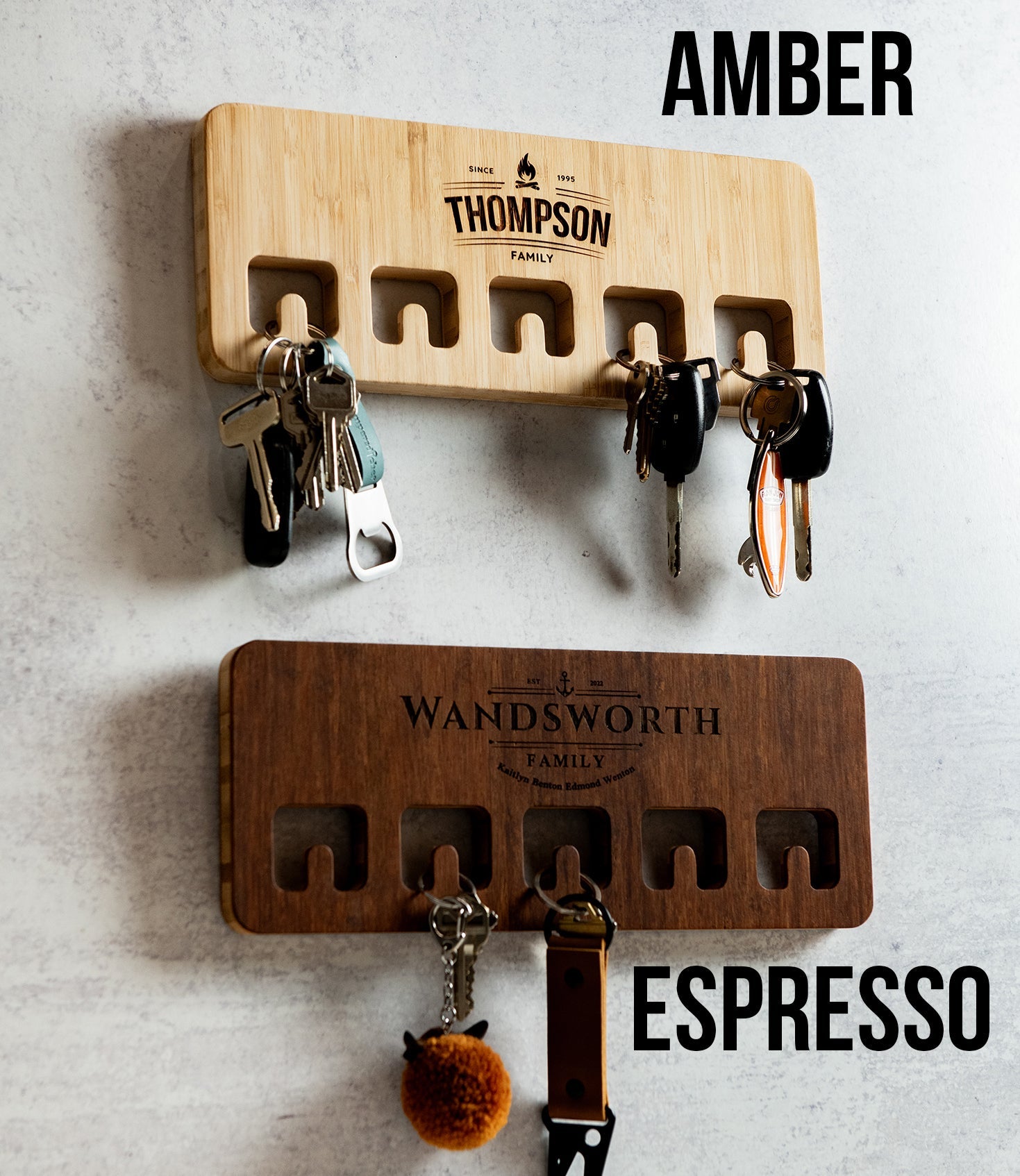 Wood Wall Mount For Keychains