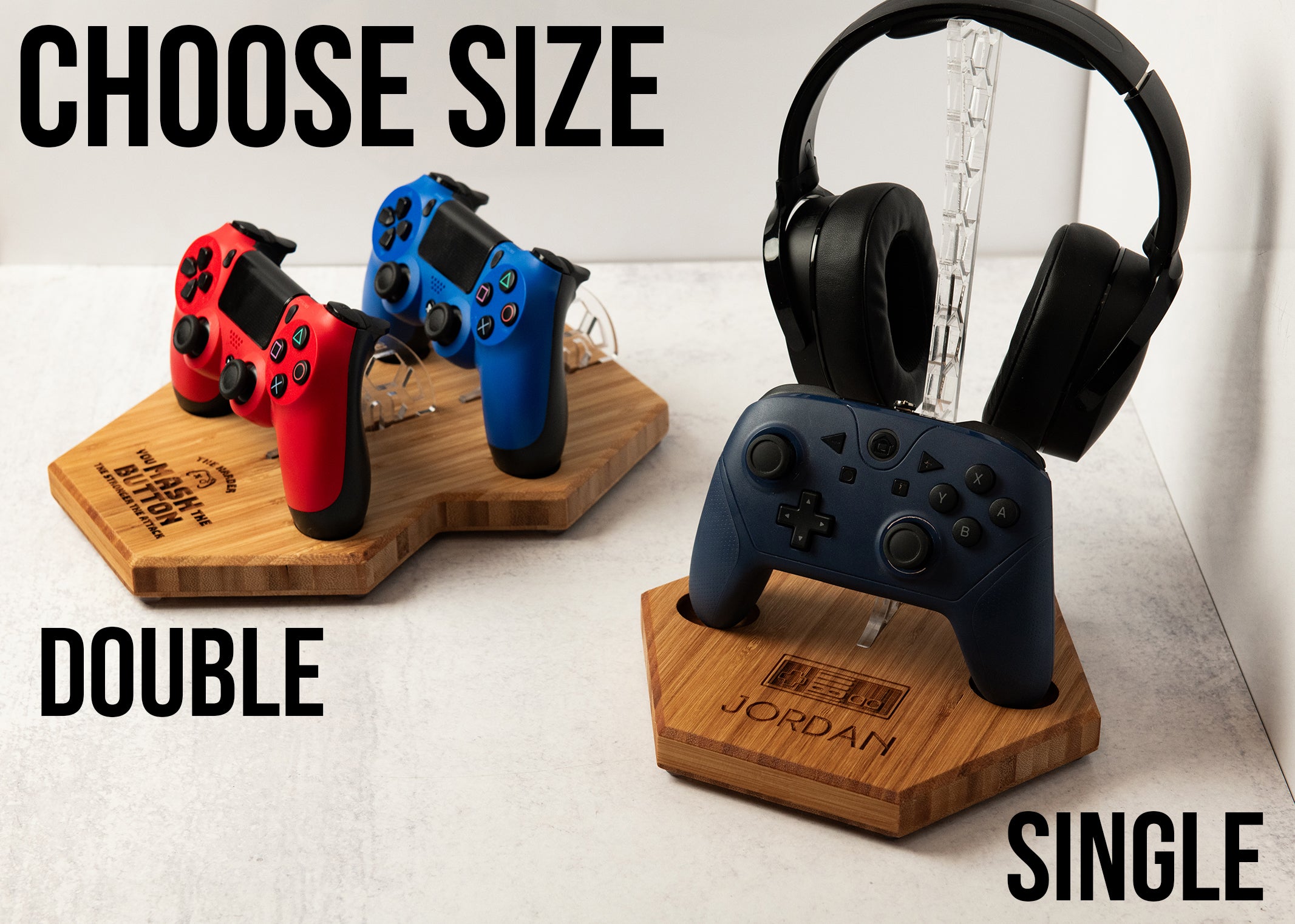 Personalized Wood Charging Stand For Gaming Controller