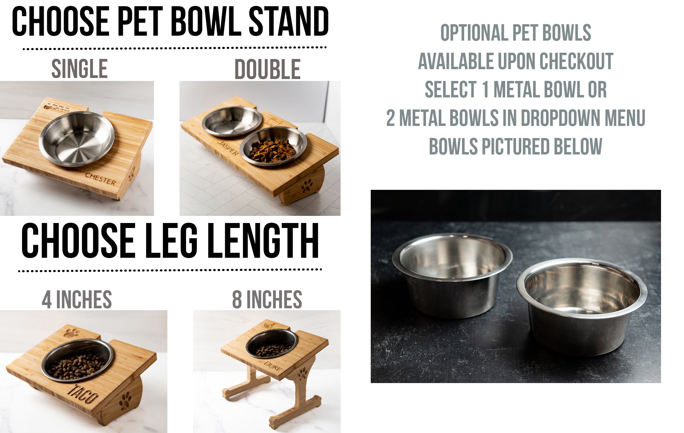 Personalized Wood Pet Bowl Stands