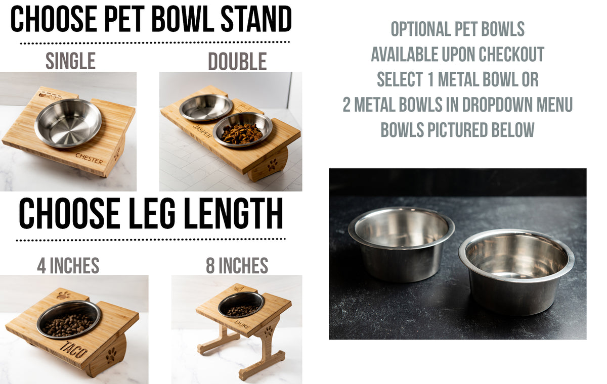 Personalized Wood Pet Bowl Stands