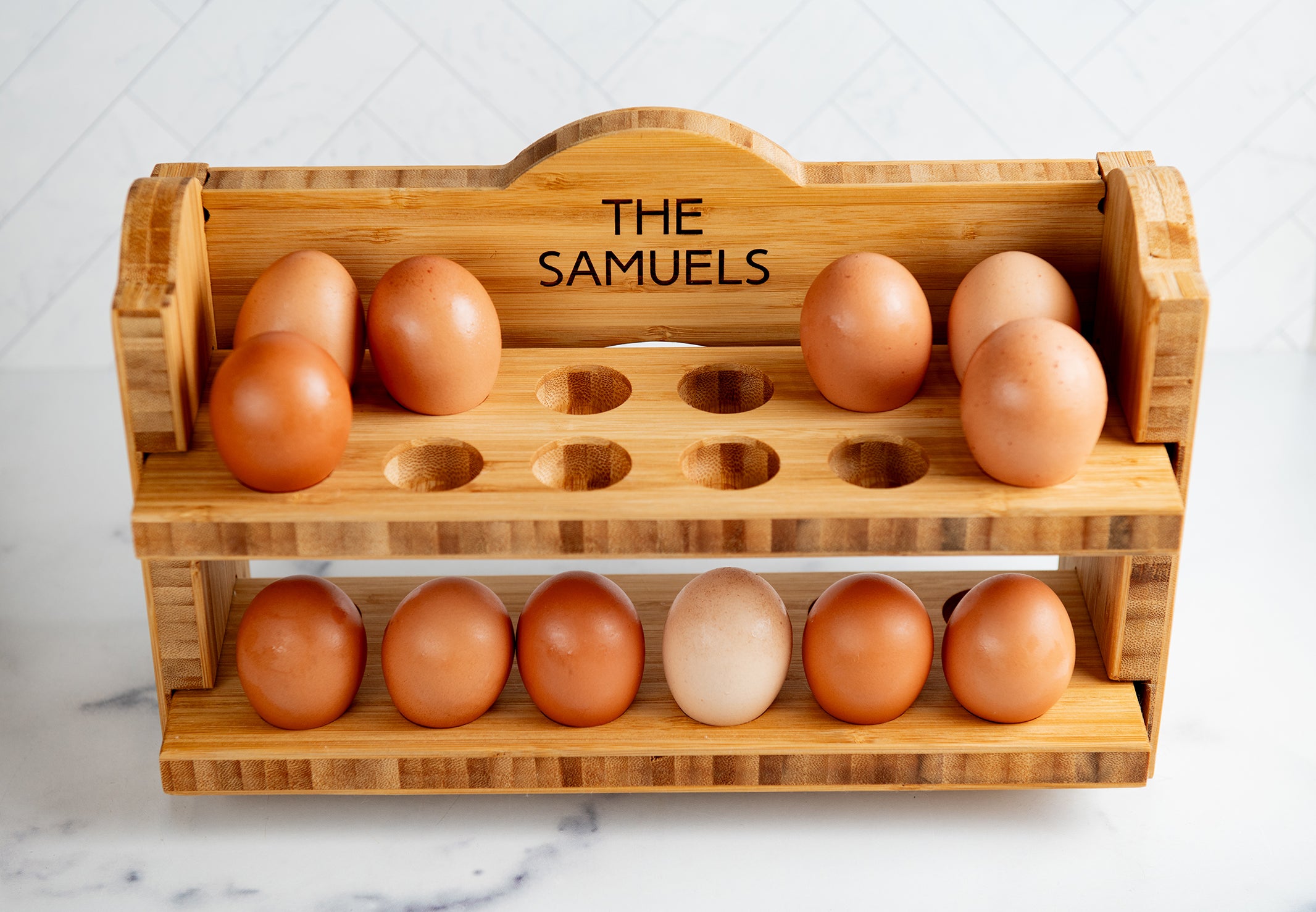 Personalized Egg Bed Tray - Stackable Shelf Display Holder for Kitchen