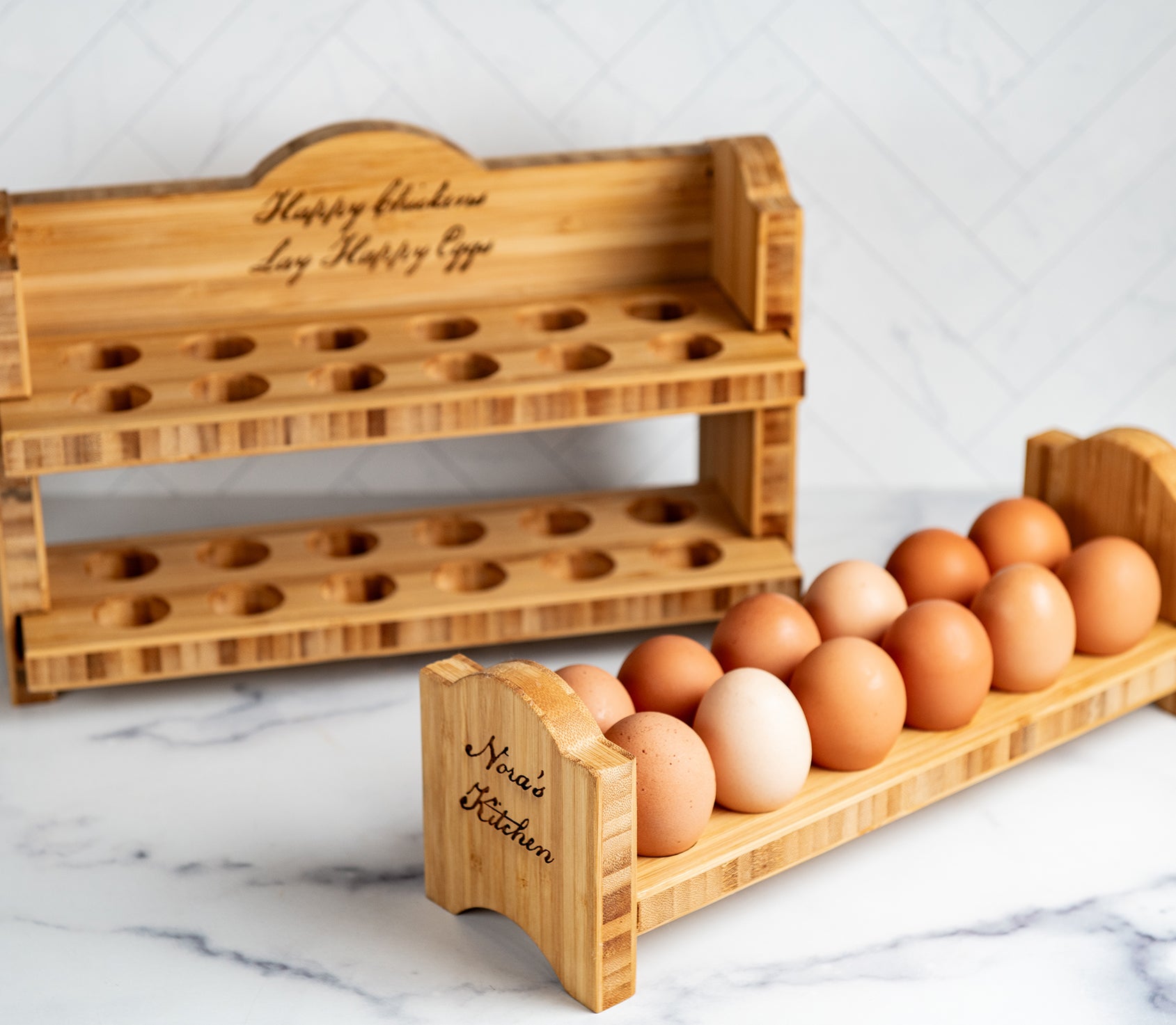 Personalized Egg Bed Tray - Stackable Shelf Display Holder for Kitchen