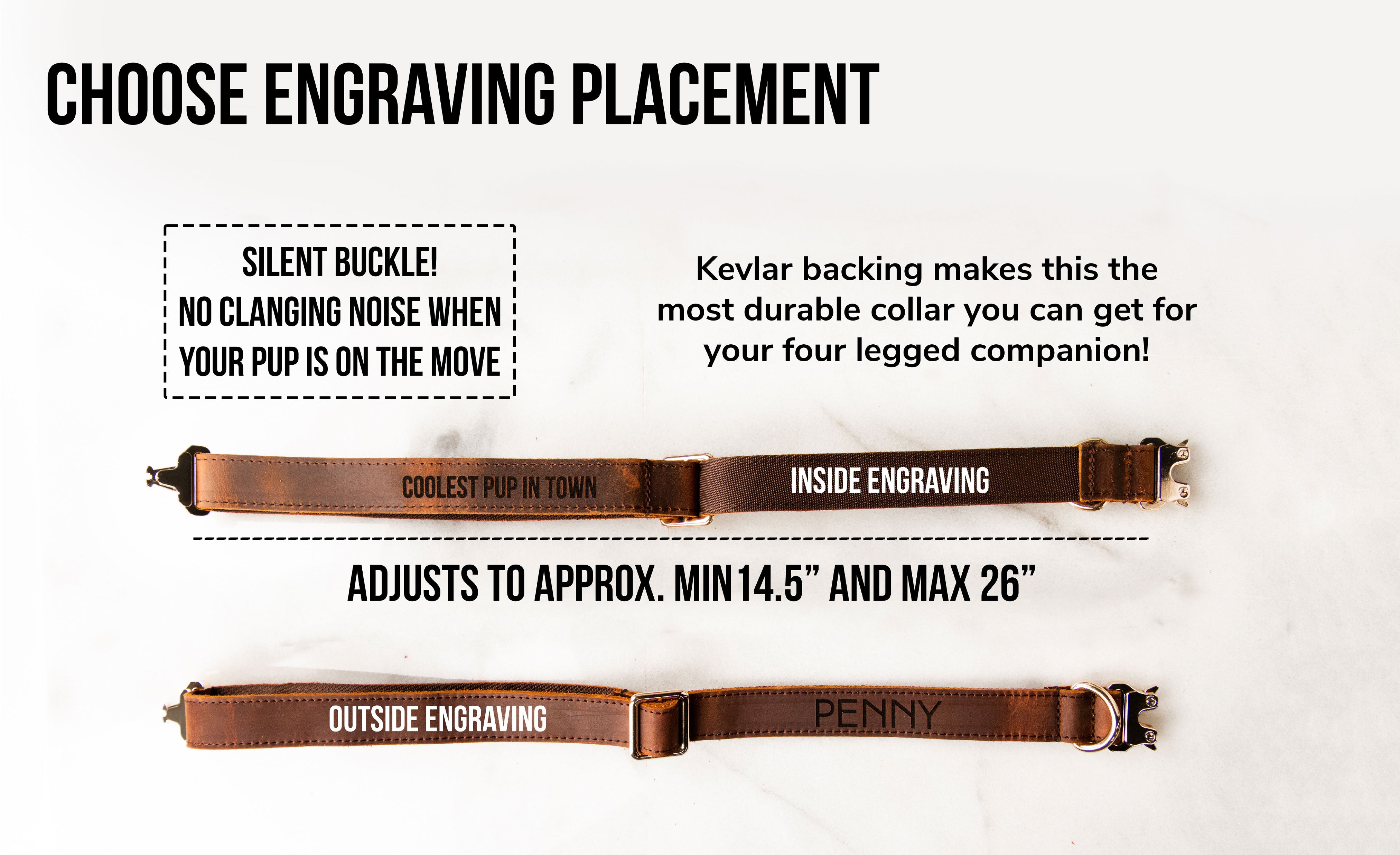 Personalized Distressed Leather and Kevlar Dog Collar and Leash Set