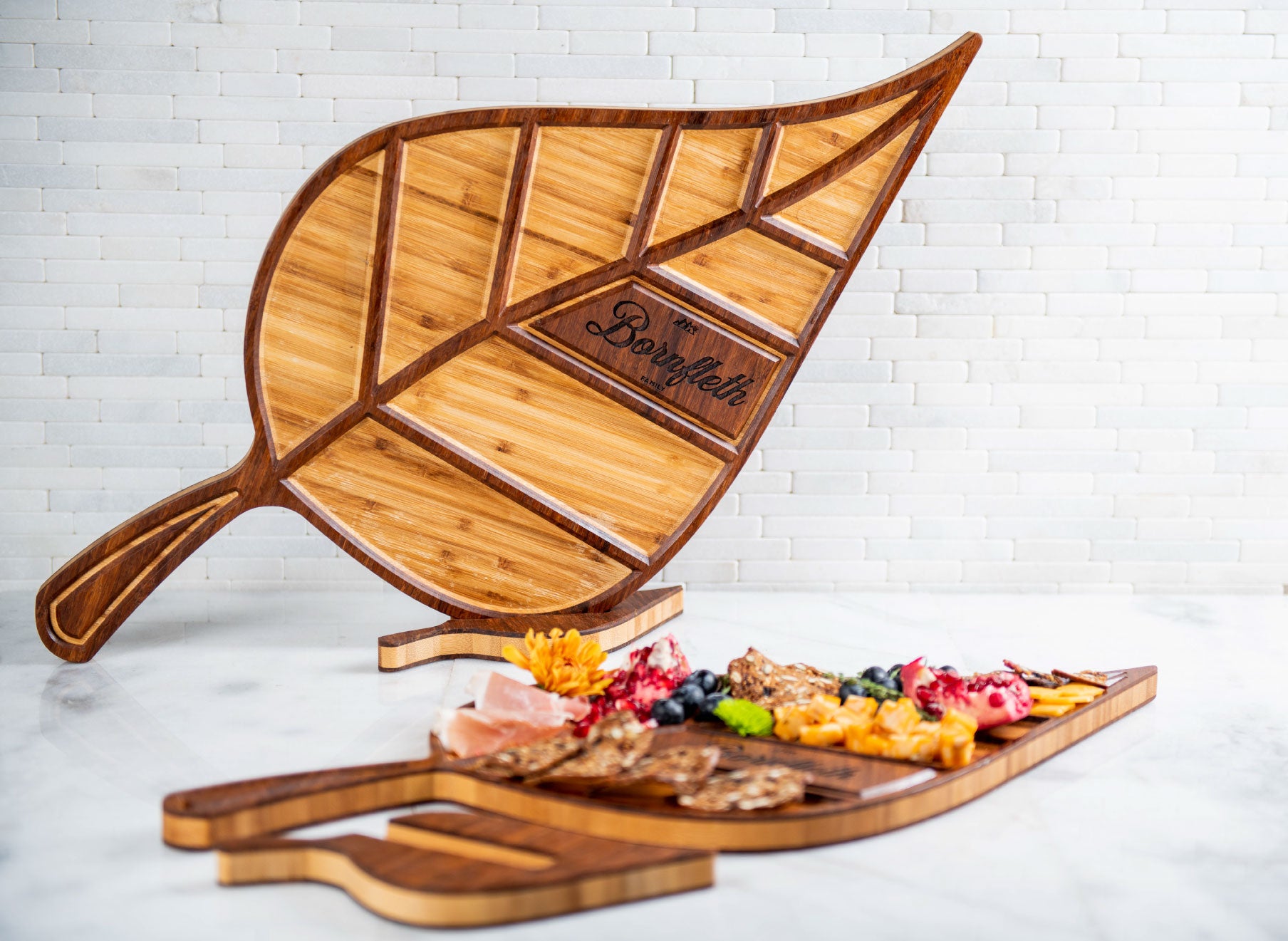 Personalized Leaf Charcuterie Serving Tray