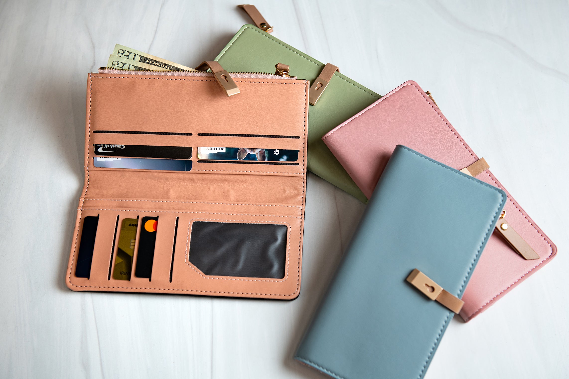 Pastel Vegan Leather Pocketbook Wallet