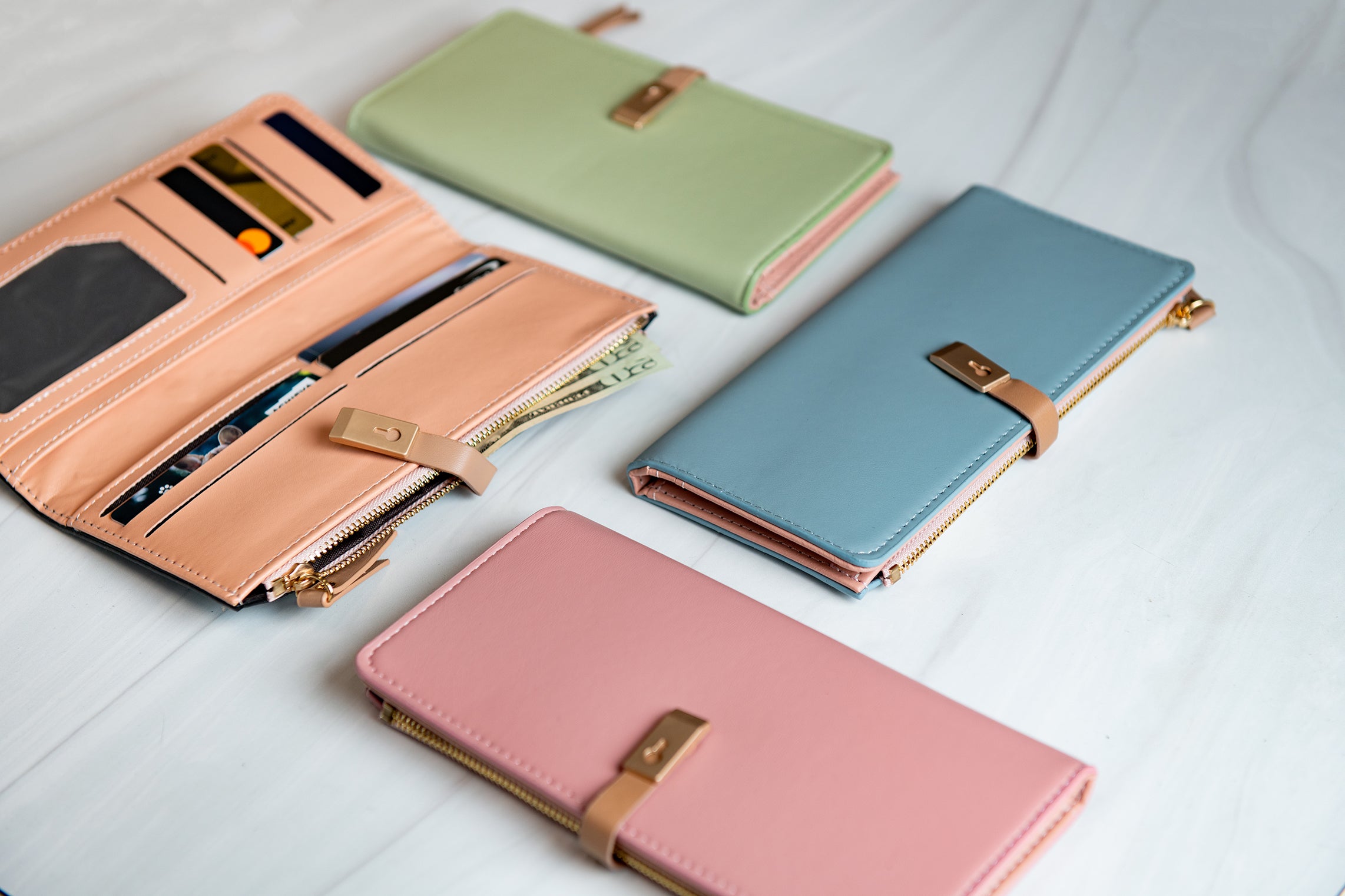 Pastel Vegan Leather Pocketbook Wallet
