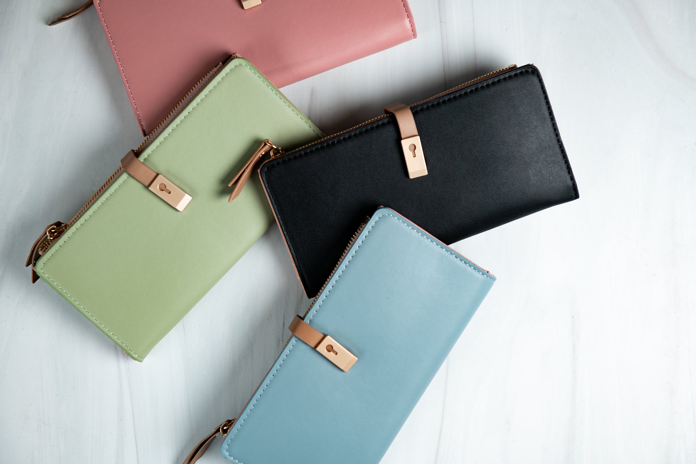 Pastel Vegan Leather Pocketbook Wallet