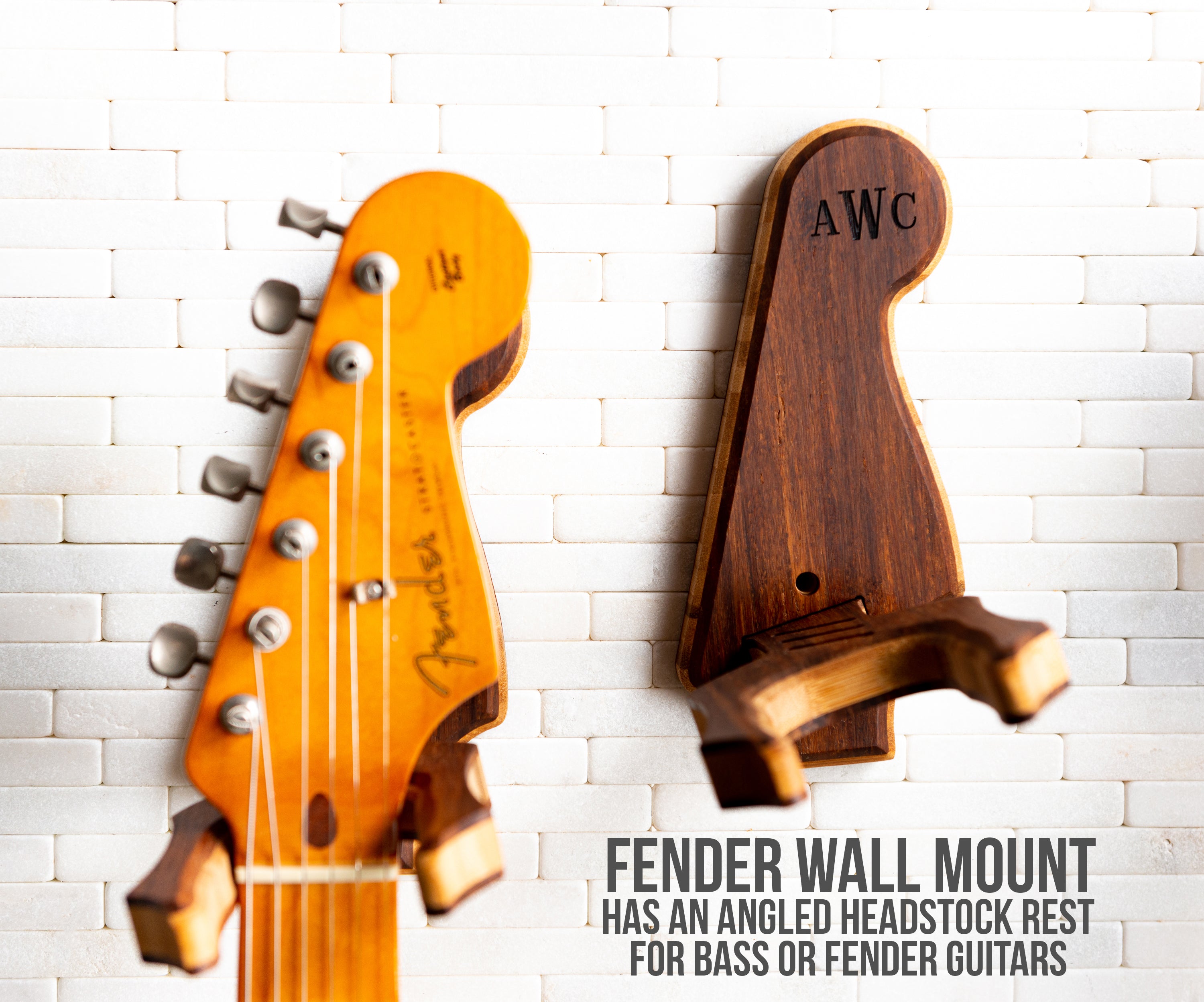Personalized Wall Mount Custom Headstock Shapes in Espresso
