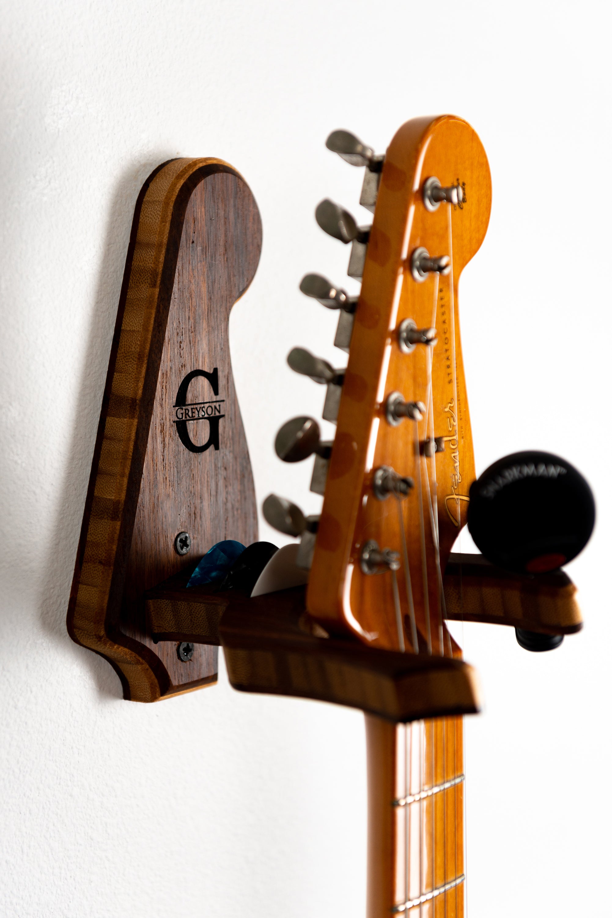Personalized Wall Mount Custom Headstock Shapes in Espresso