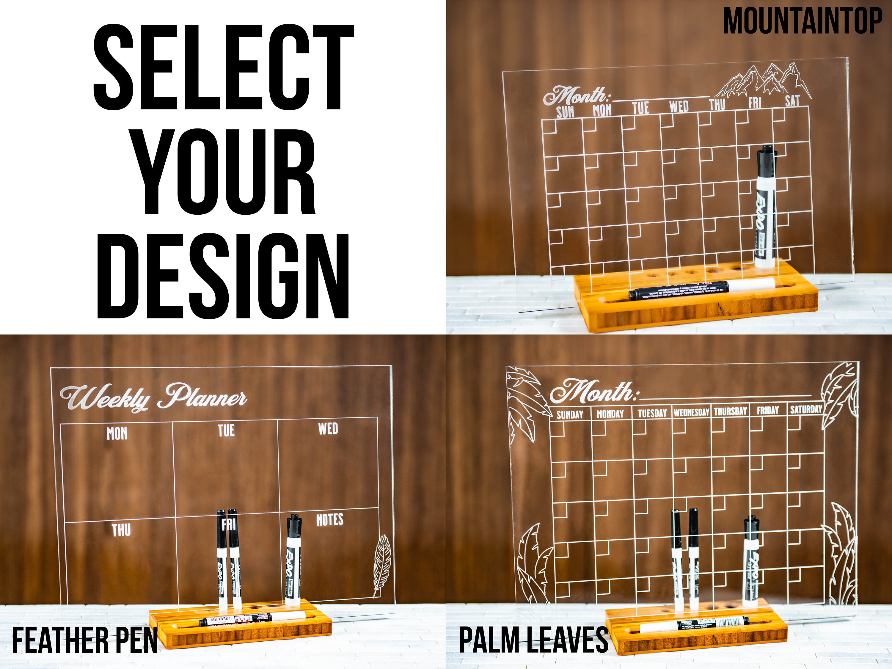 Engraved Laser Cut Acrylic Calendars and To-Do Lists by Left Coast Original