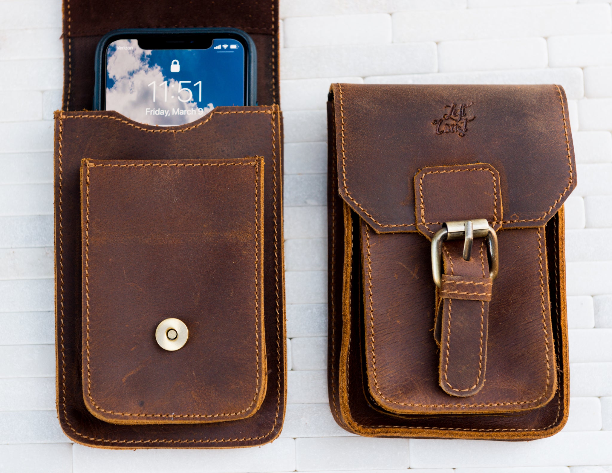 The Sanford Leather Phone Holder and Wallet