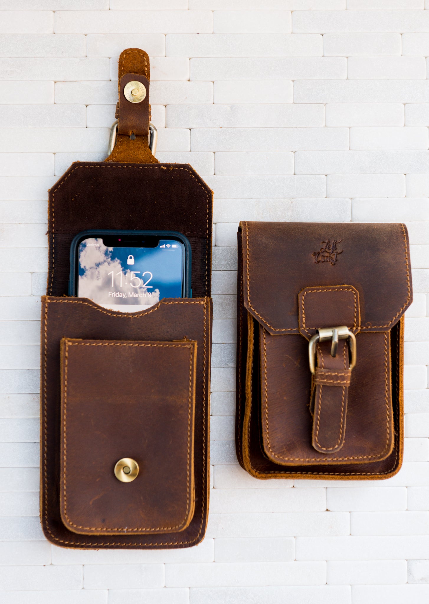 The Sanford Leather Phone Holder and Wallet