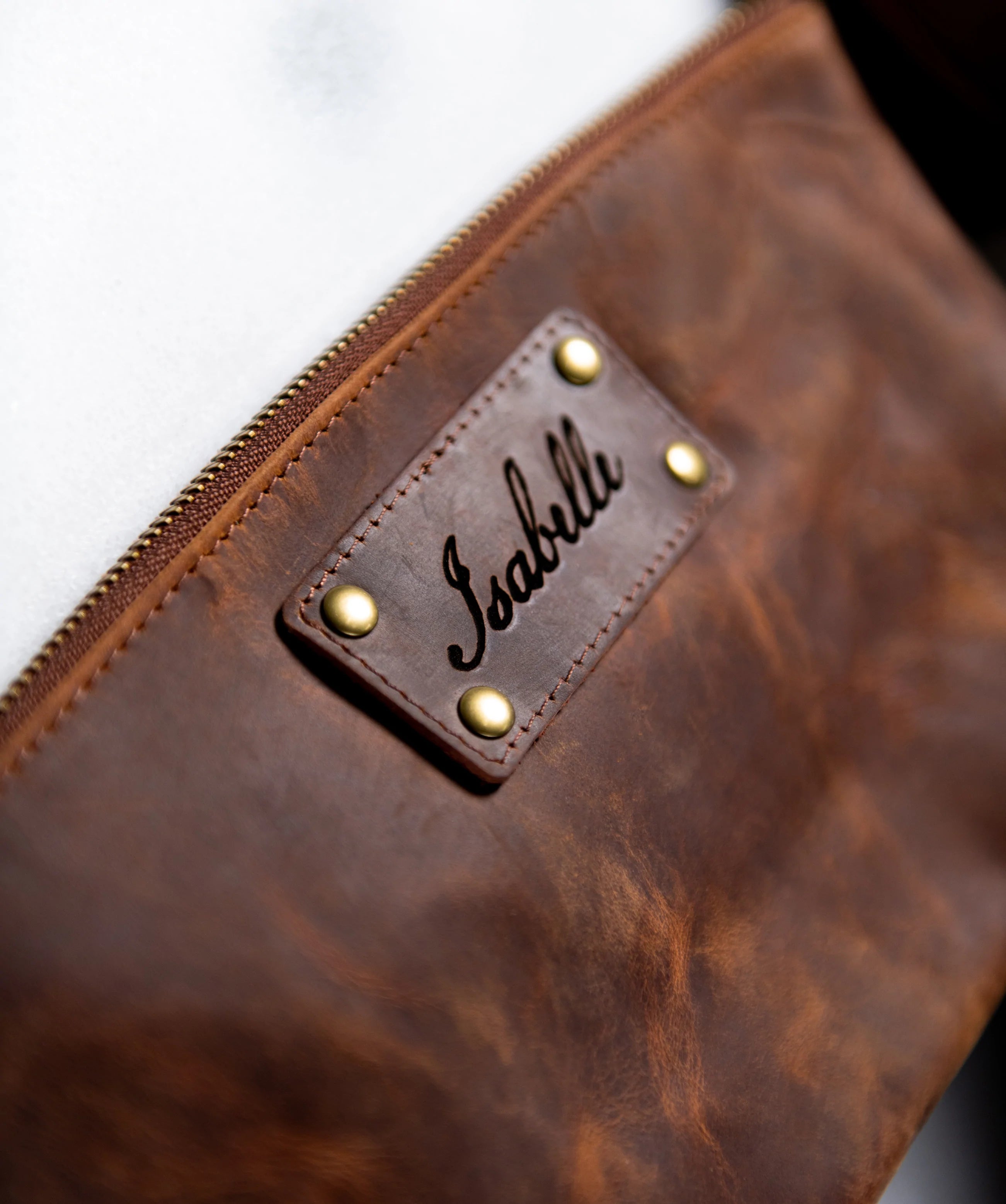 The Alafia Personalized Distressed Leather Toiletry Bag
