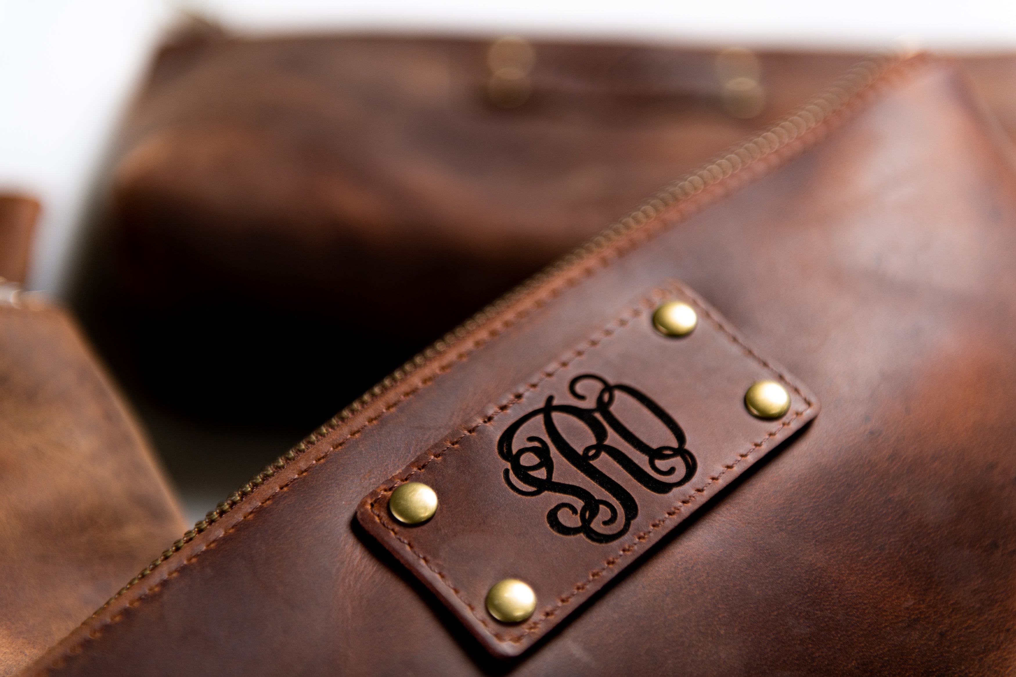 The Alafia Personalized Distressed Leather Toiletry Bag
