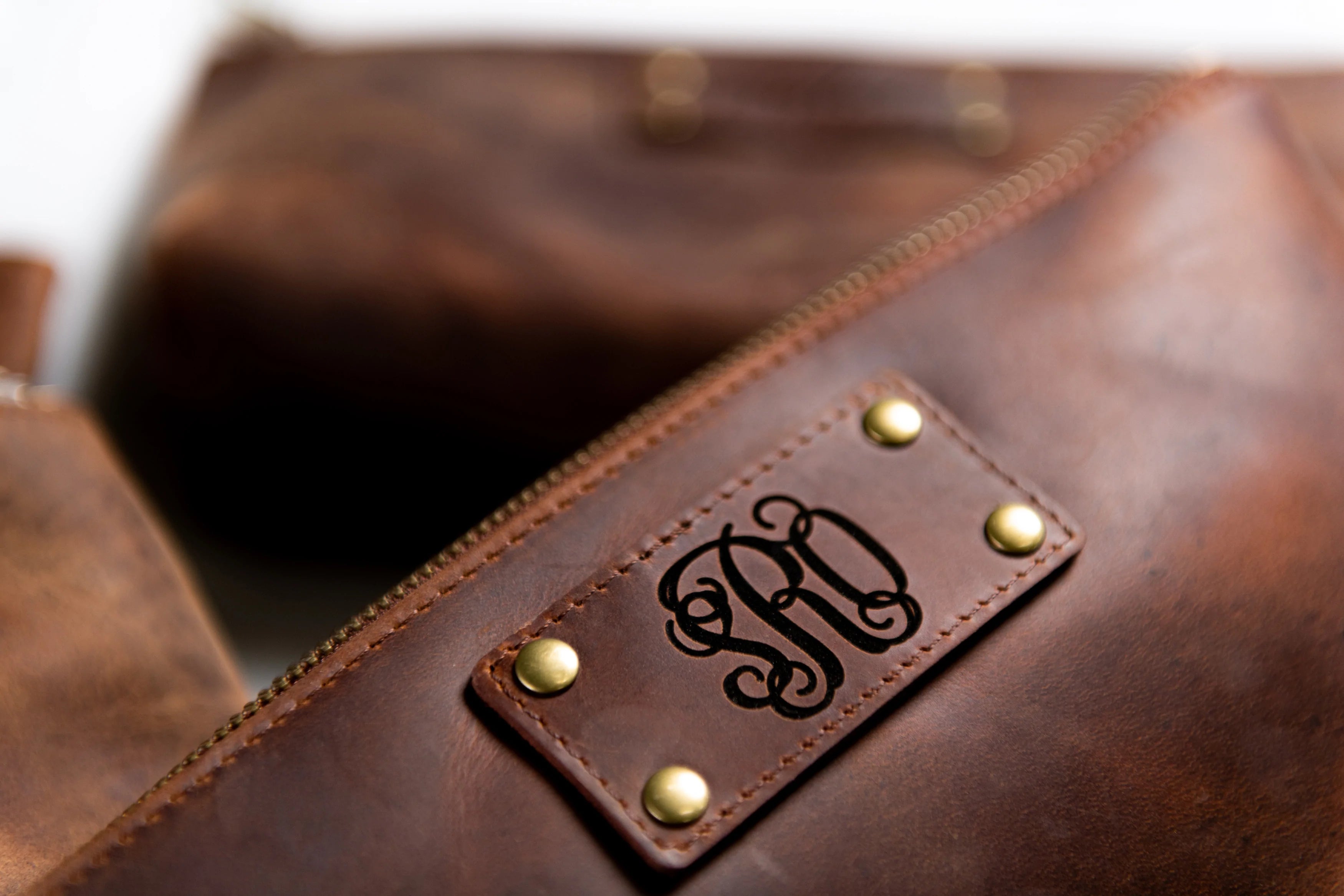 The Alafia Personalized Distressed Leather Toiletry Bag