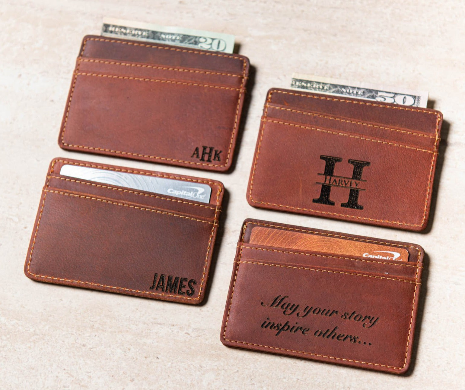 The Boca Personalized Leather Slim Wallet