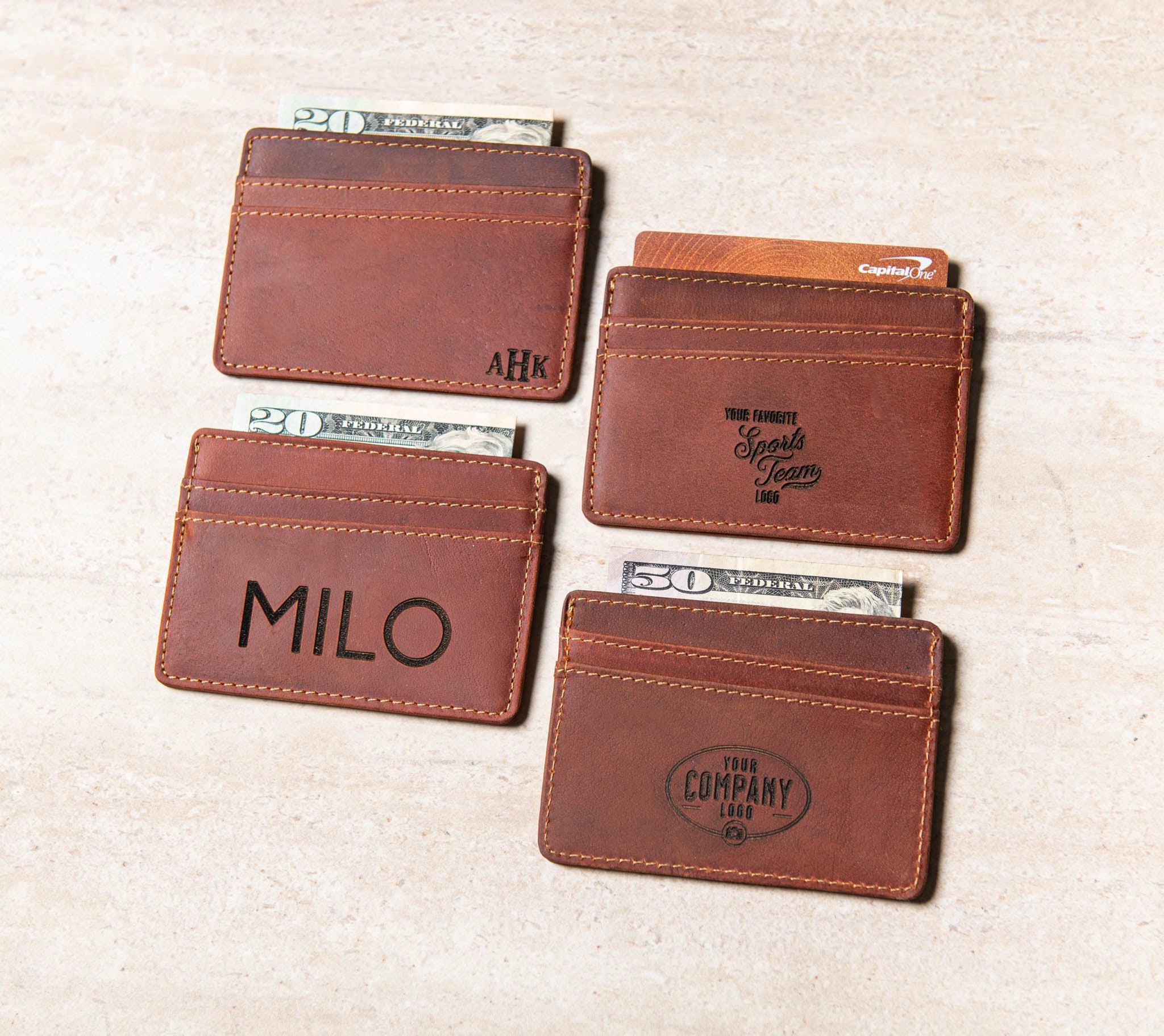 The Boca Personalized Leather Slim Wallet