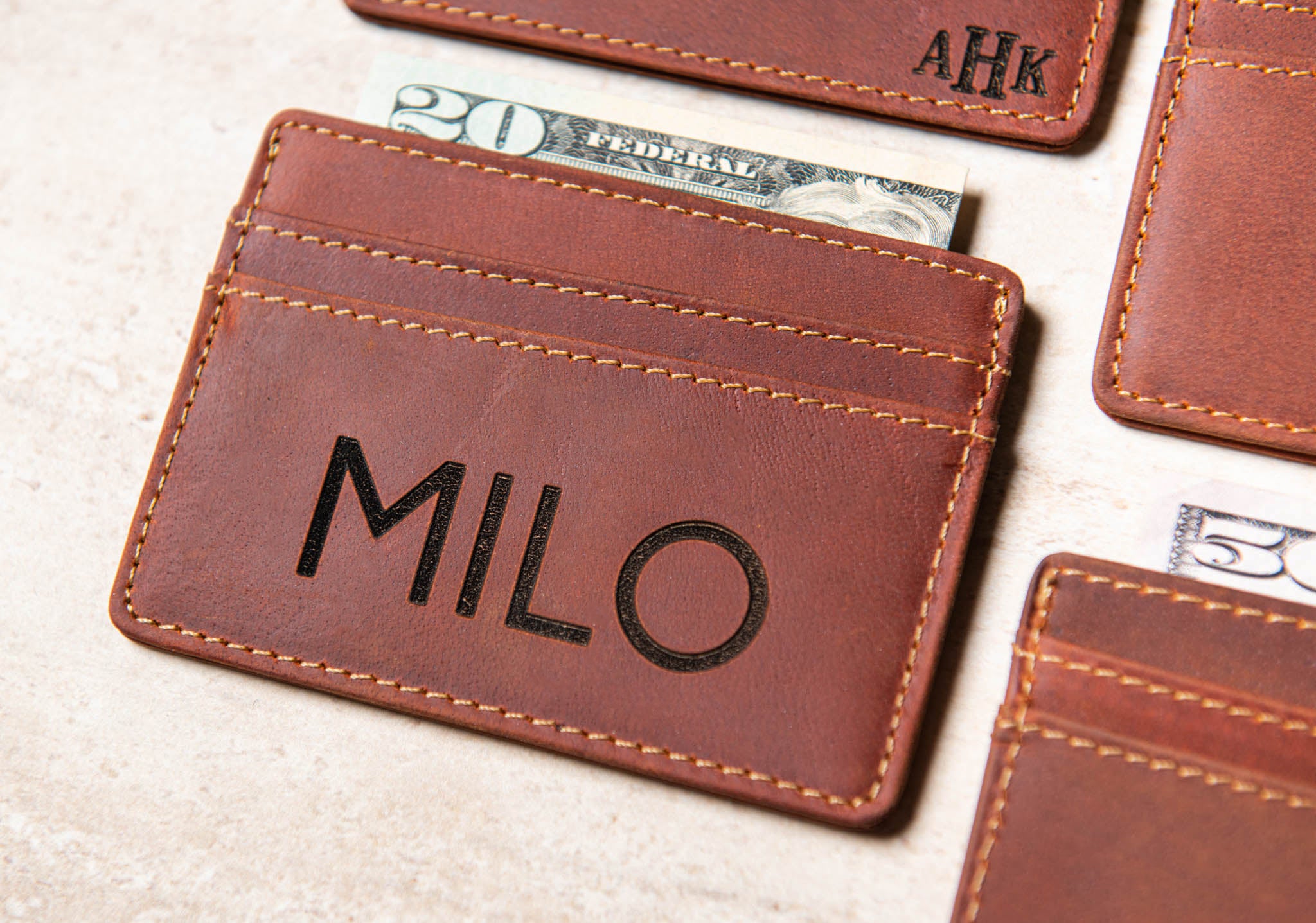 The Boca Personalized Leather Slim Wallet
