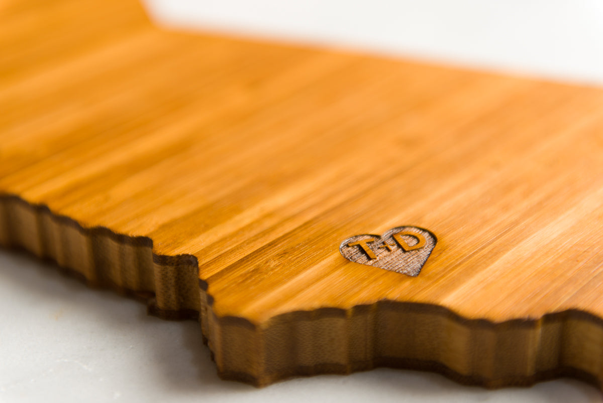 50 States Hometown Engraved State-Shaped Cutting Boards