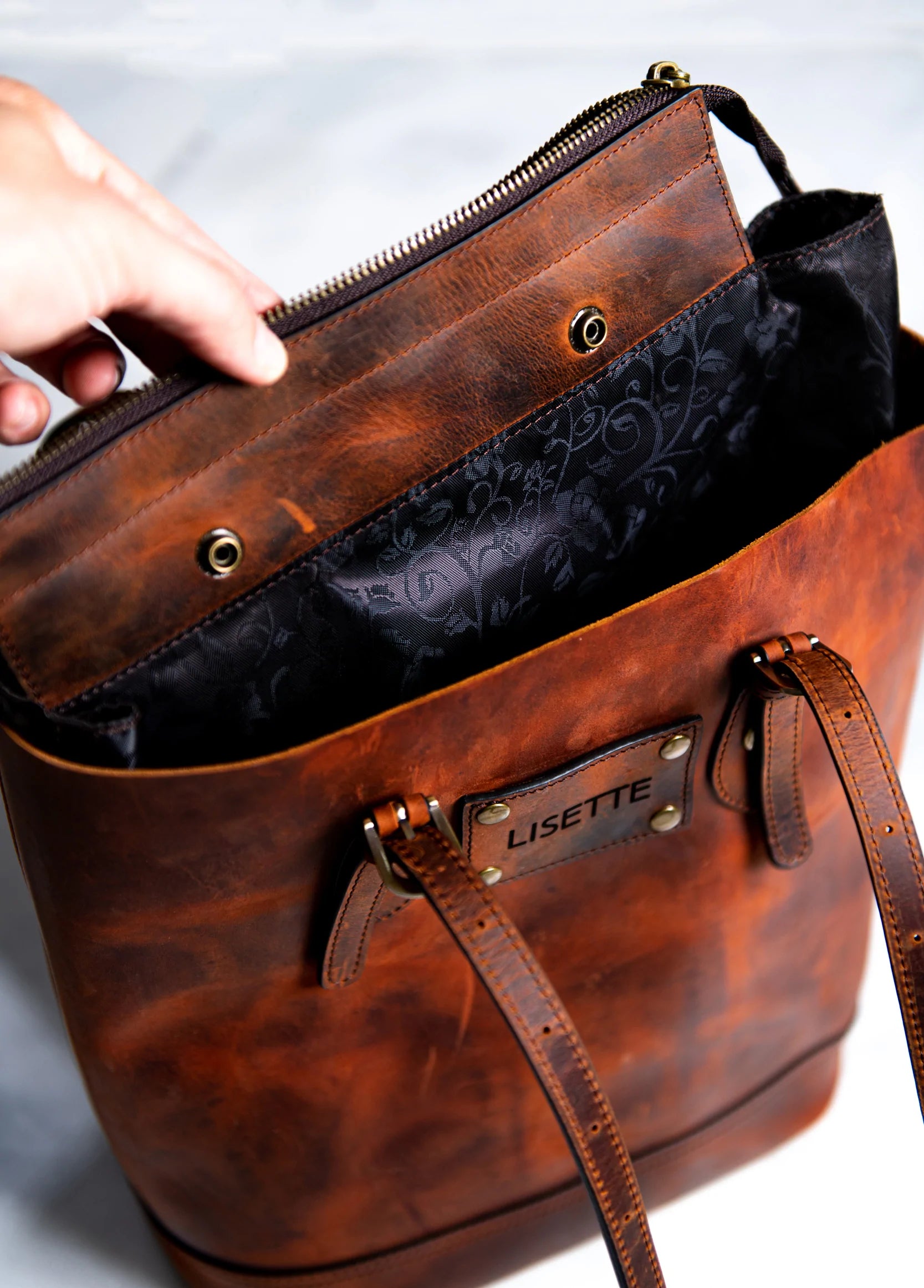 The Destin Personalized Distressed Leather Tote