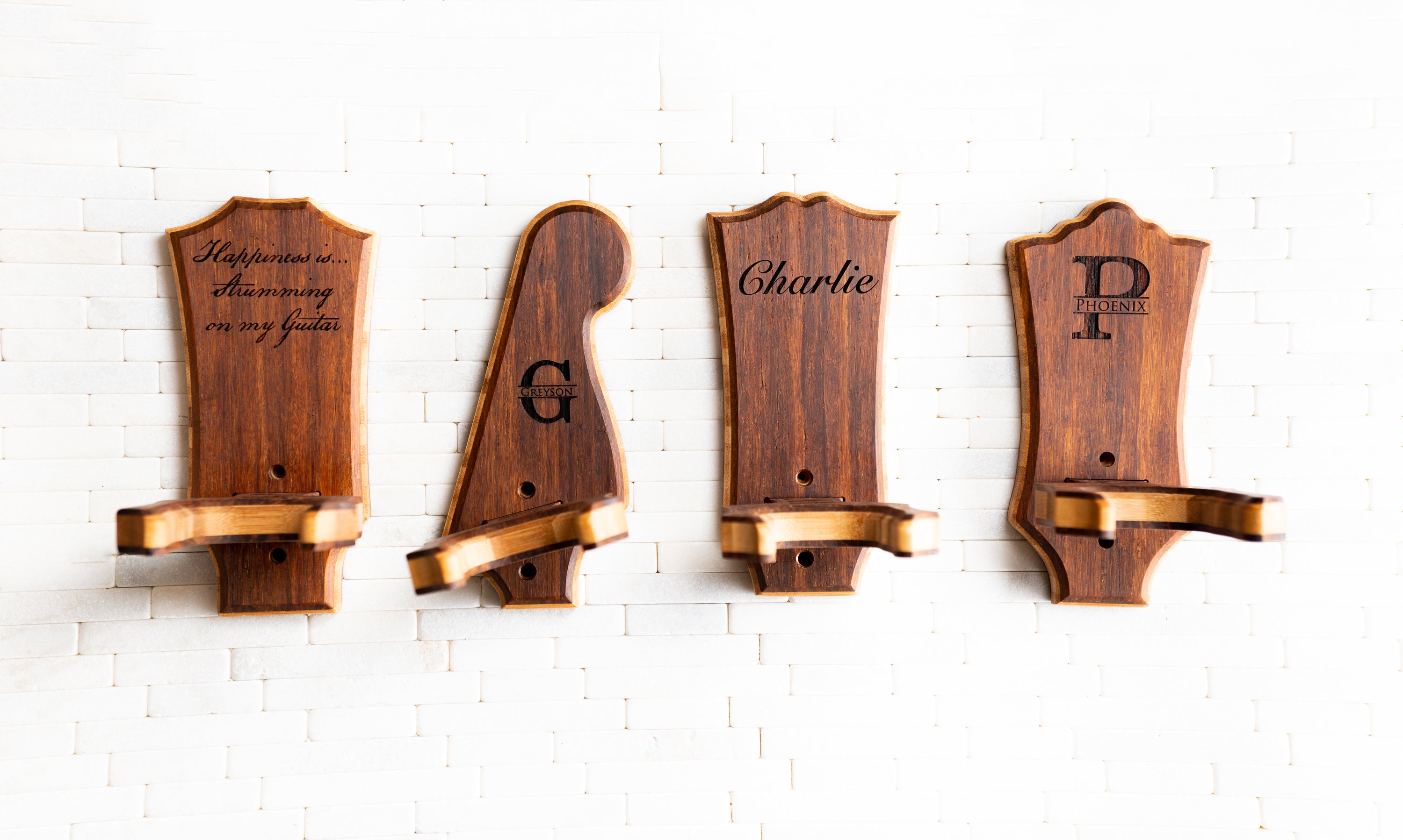 Personalized Wall Mount Custom Headstock Shapes in Espresso