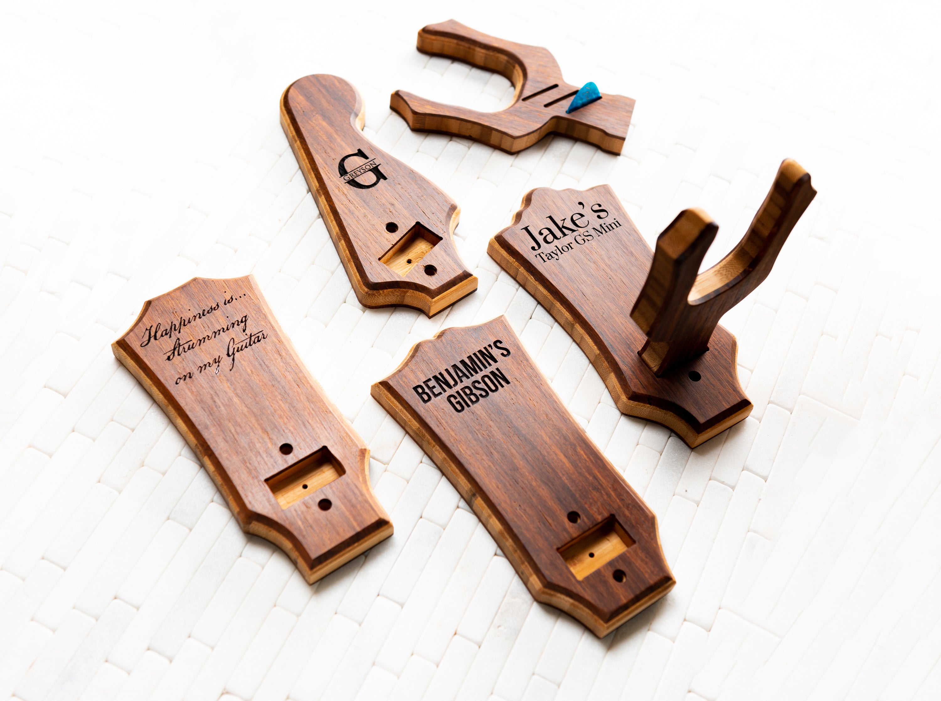Personalized Wall Mount Custom Headstock Shapes in Espresso