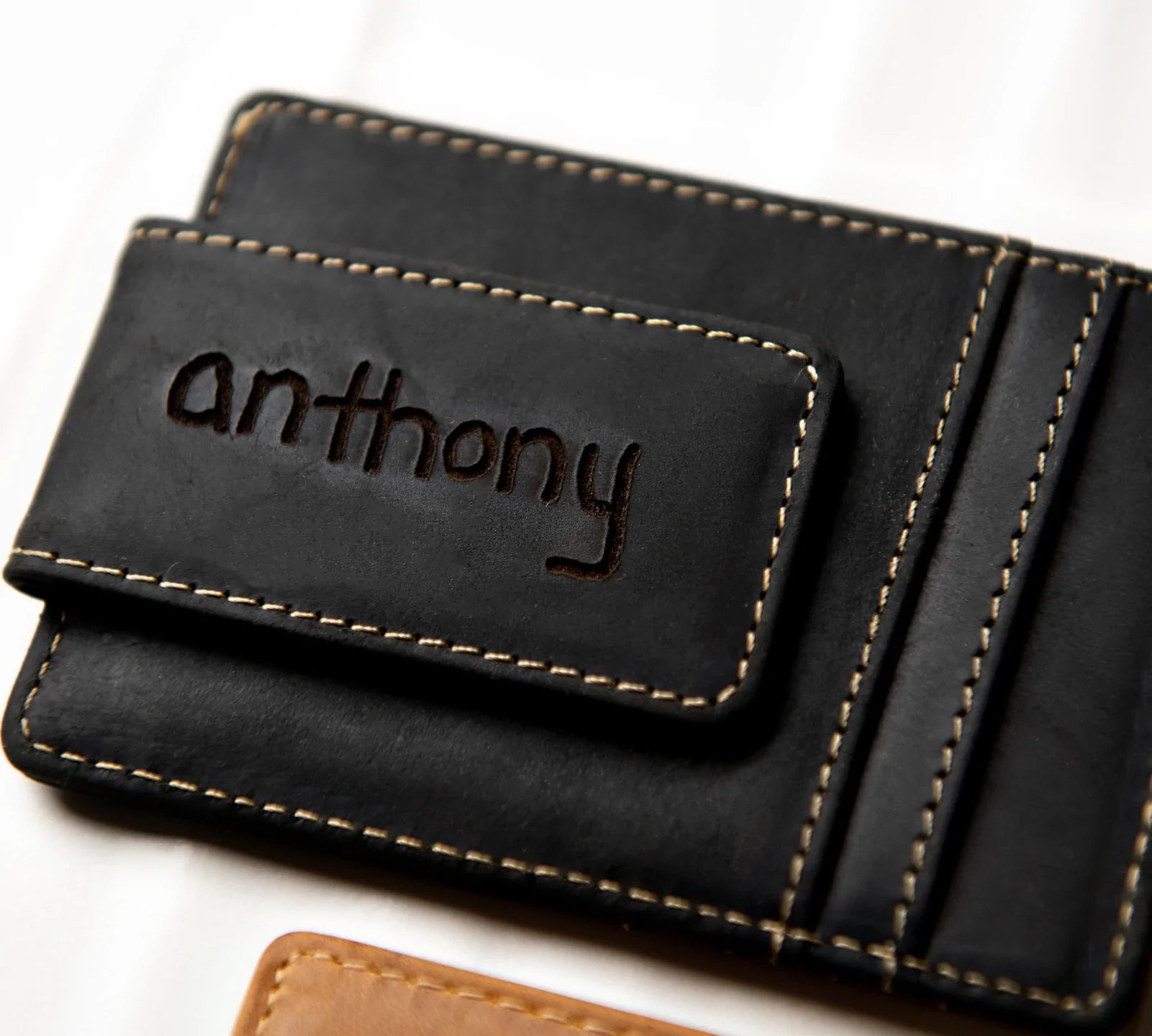 The Handwriting Leather Money Magnetic Clip