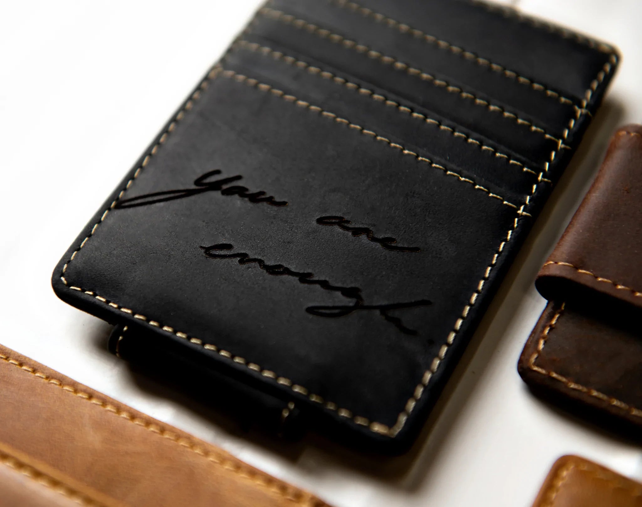 The Handwriting Leather Money Magnetic Clip