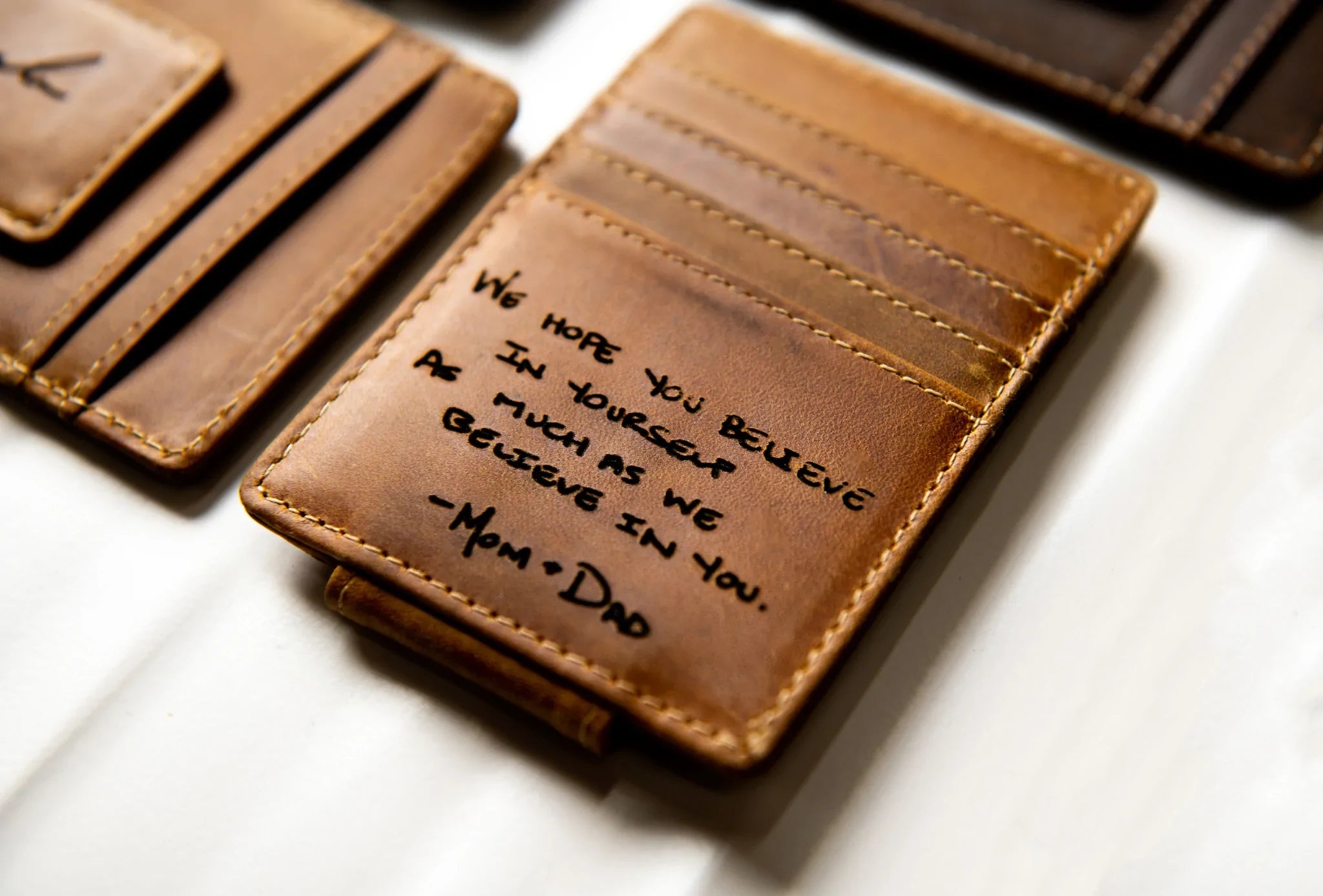 The Handwriting Leather Money Magnetic Clip