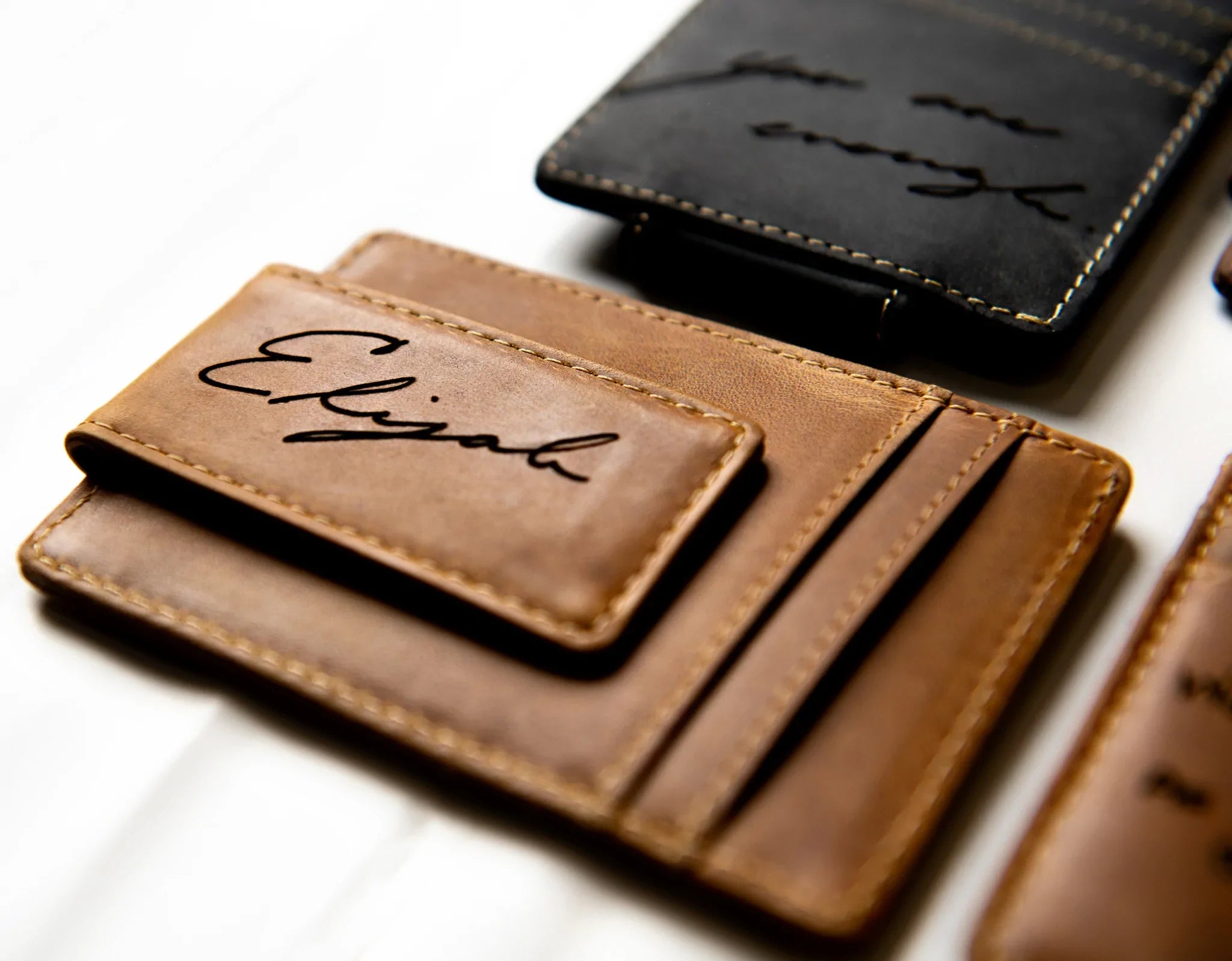 The Handwriting Leather Money Magnetic Clip