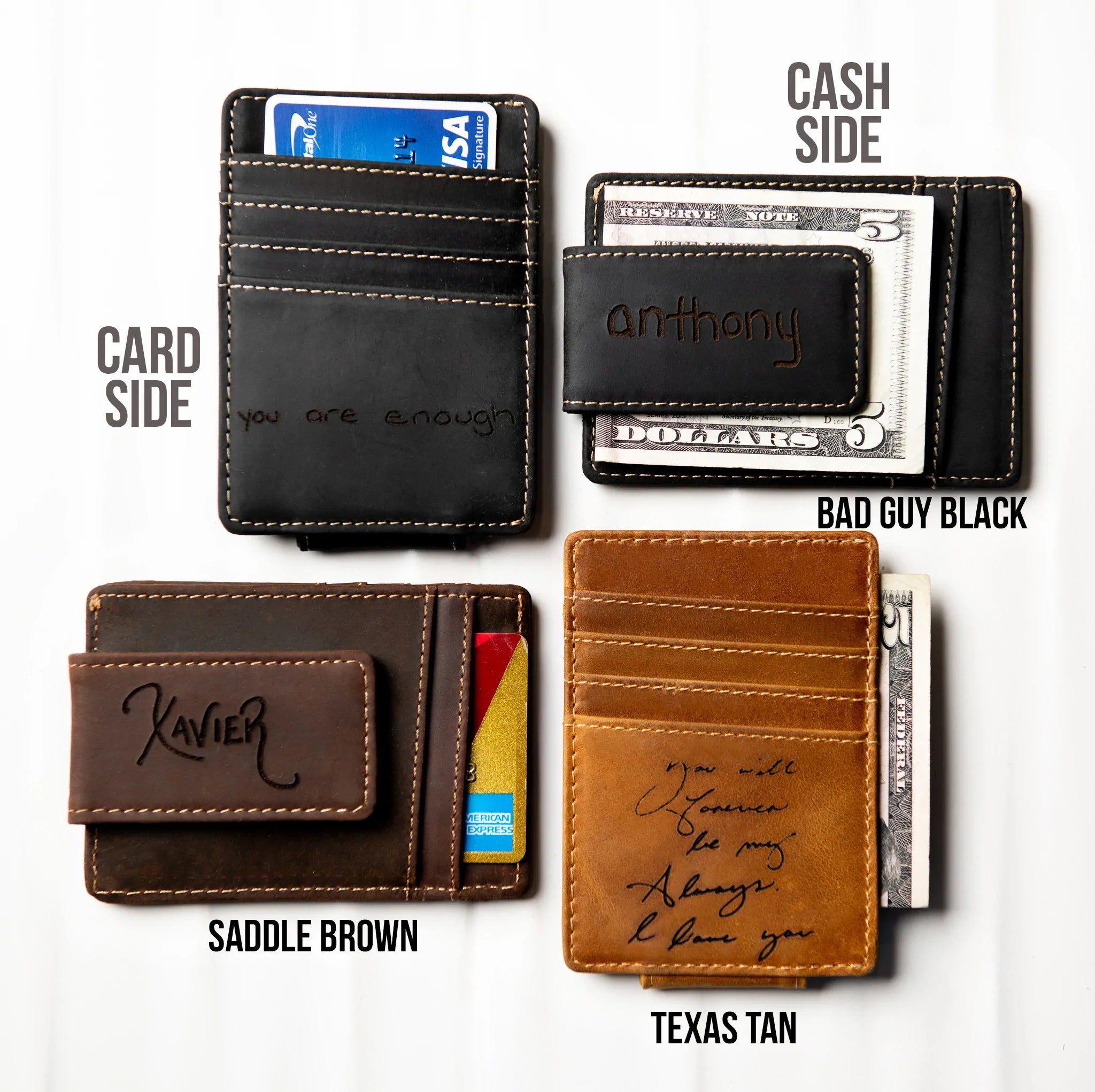 The Handwriting Leather Money Magnetic Clip