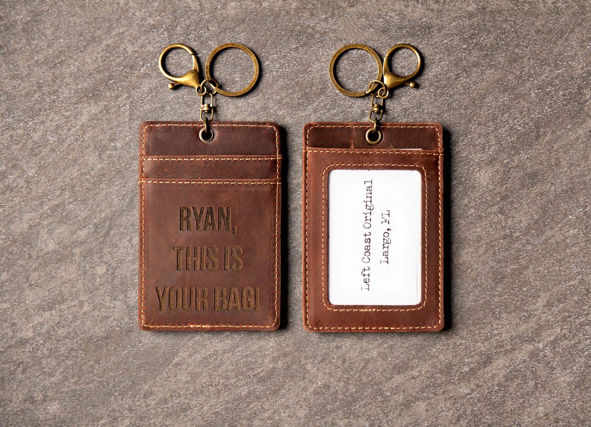 Personalized Distressed Leather Luggage Tag