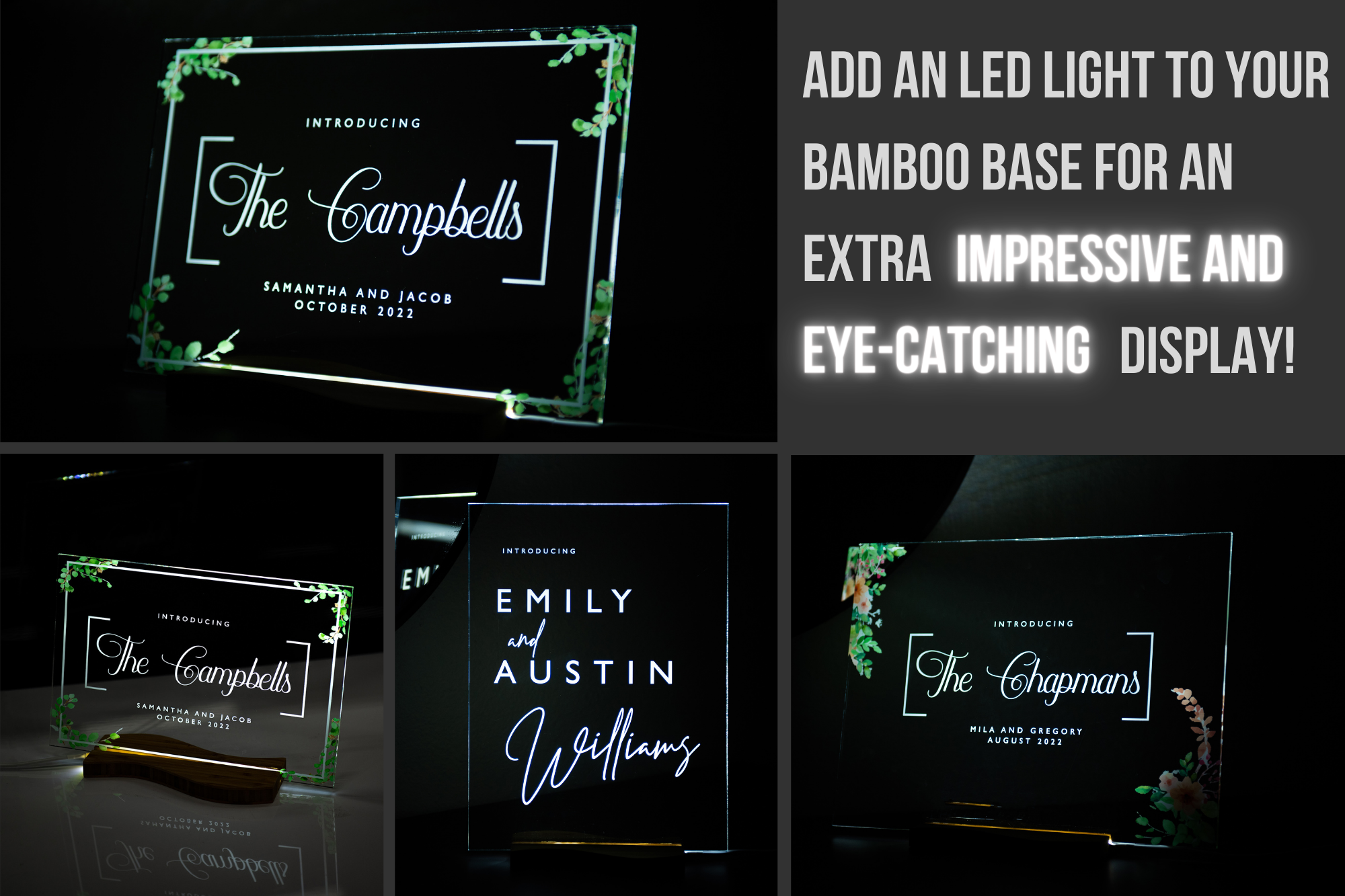 Acrylic Wedding Signs - Floral and Vine Artwork