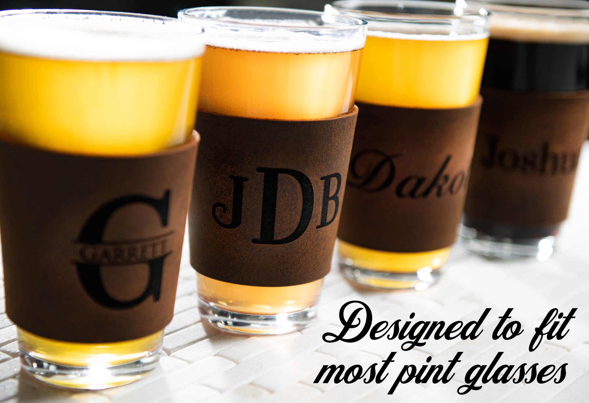 Personalized Leather Pint Sleeve - The Wynwood