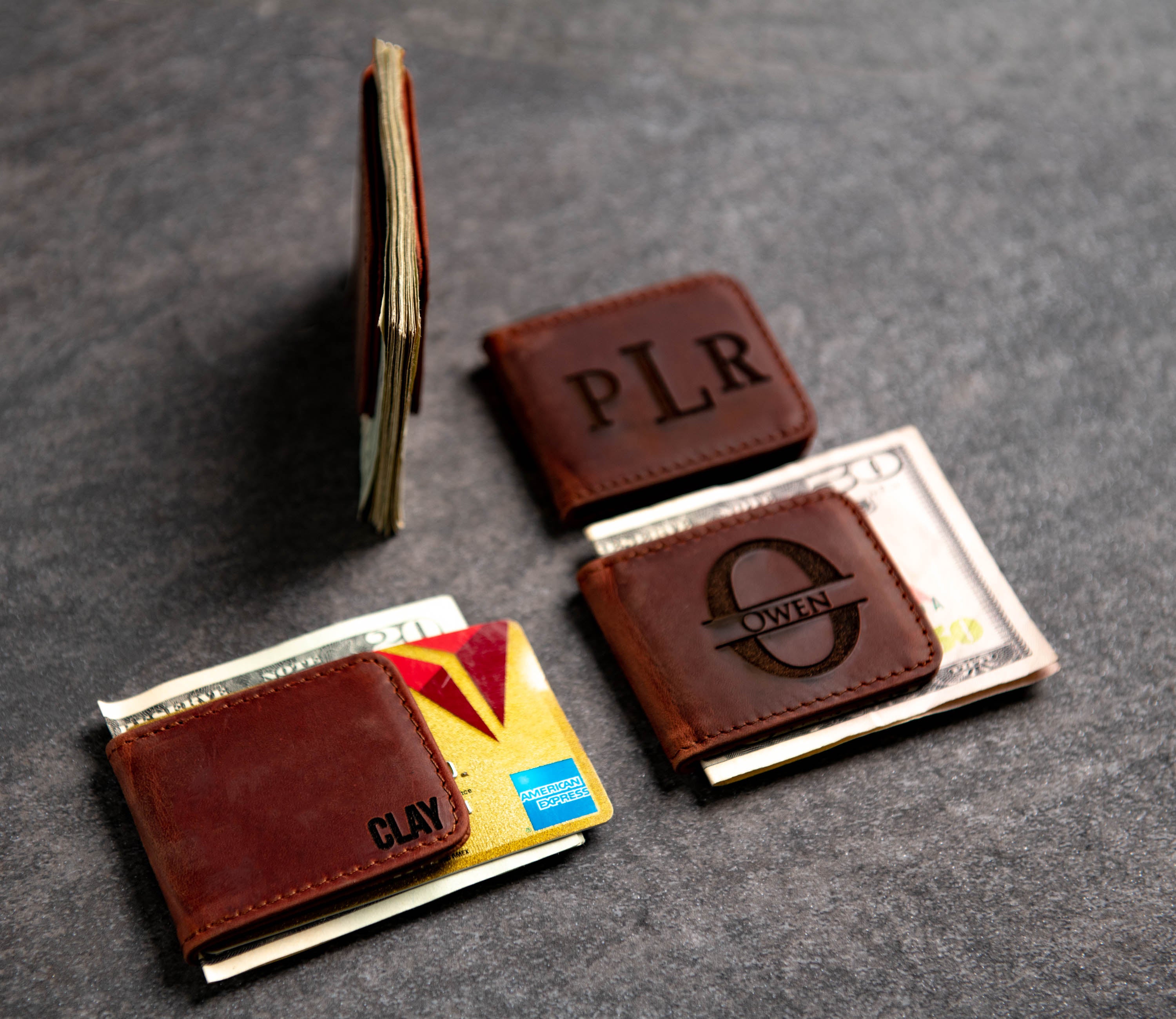 The Palm Beach Personalized Leather Magnetic Money Cash Clip