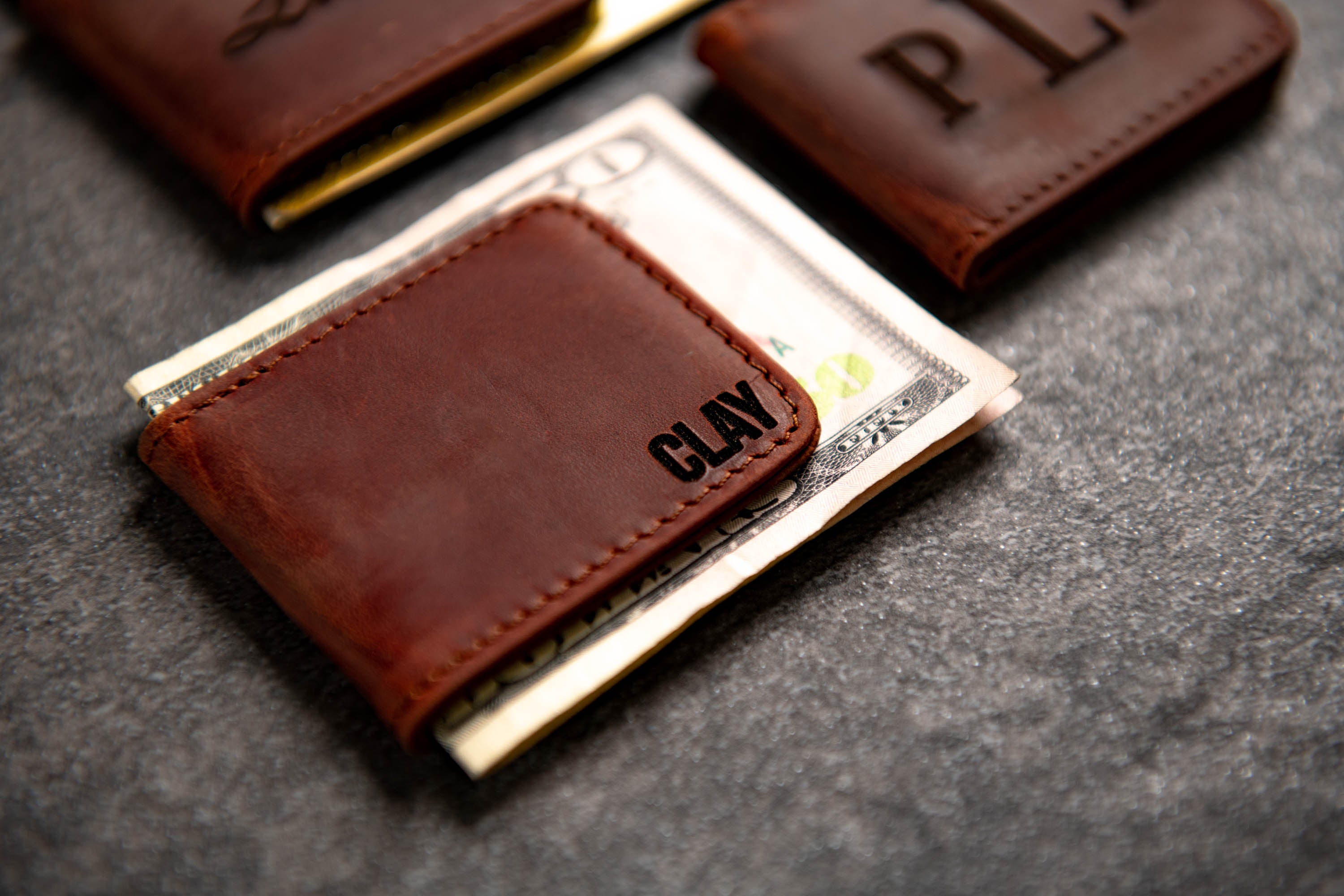 The Palm Beach Personalized Leather Magnetic Money Cash Clip