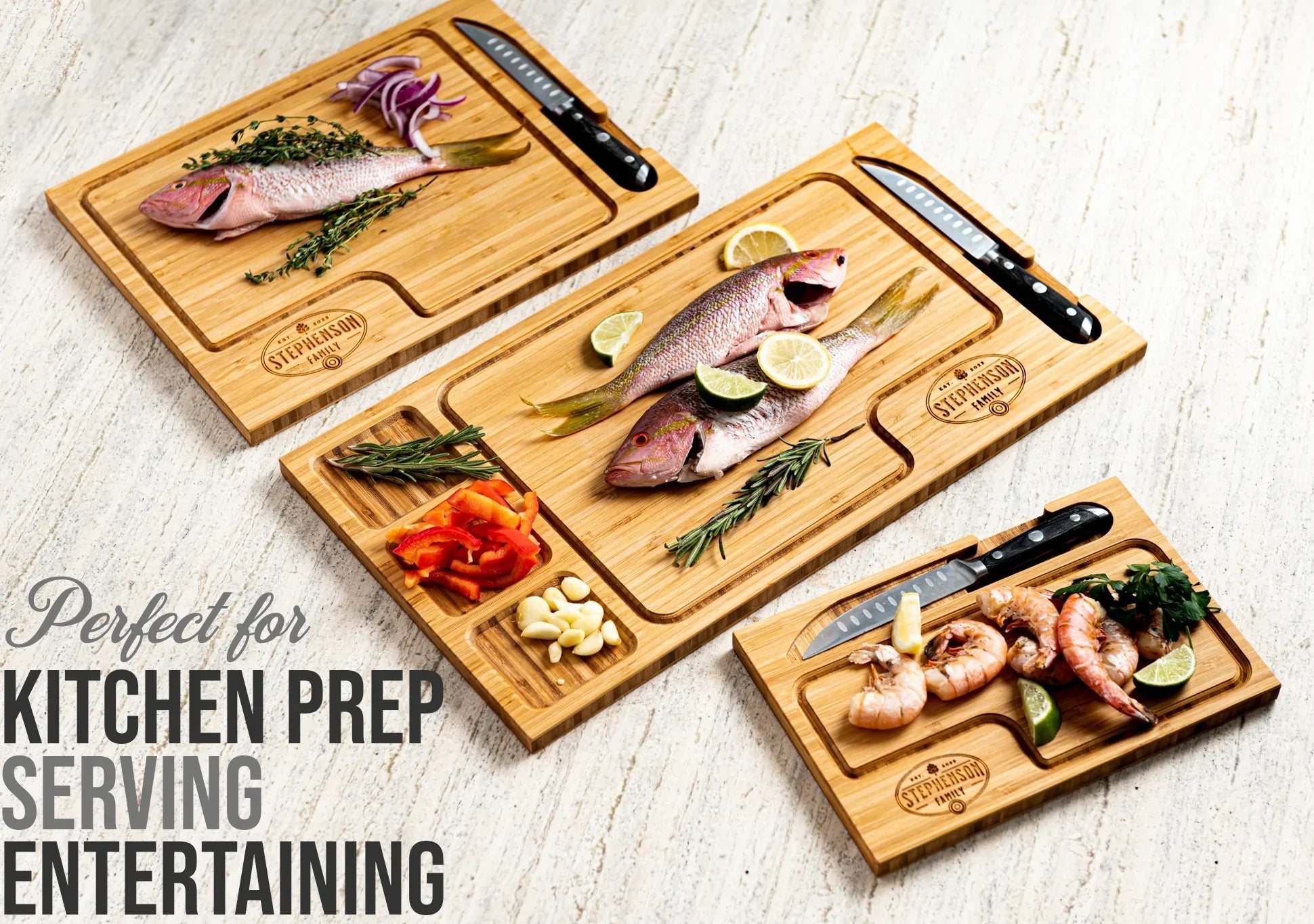 Personalized Serving and Prep Boards - 3 Styles and Gift Sets Available