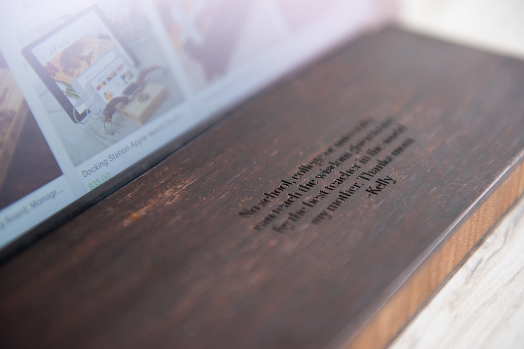 apple ipad android tablet stand charging dock desk nightstand gift mom dad engraved personalized